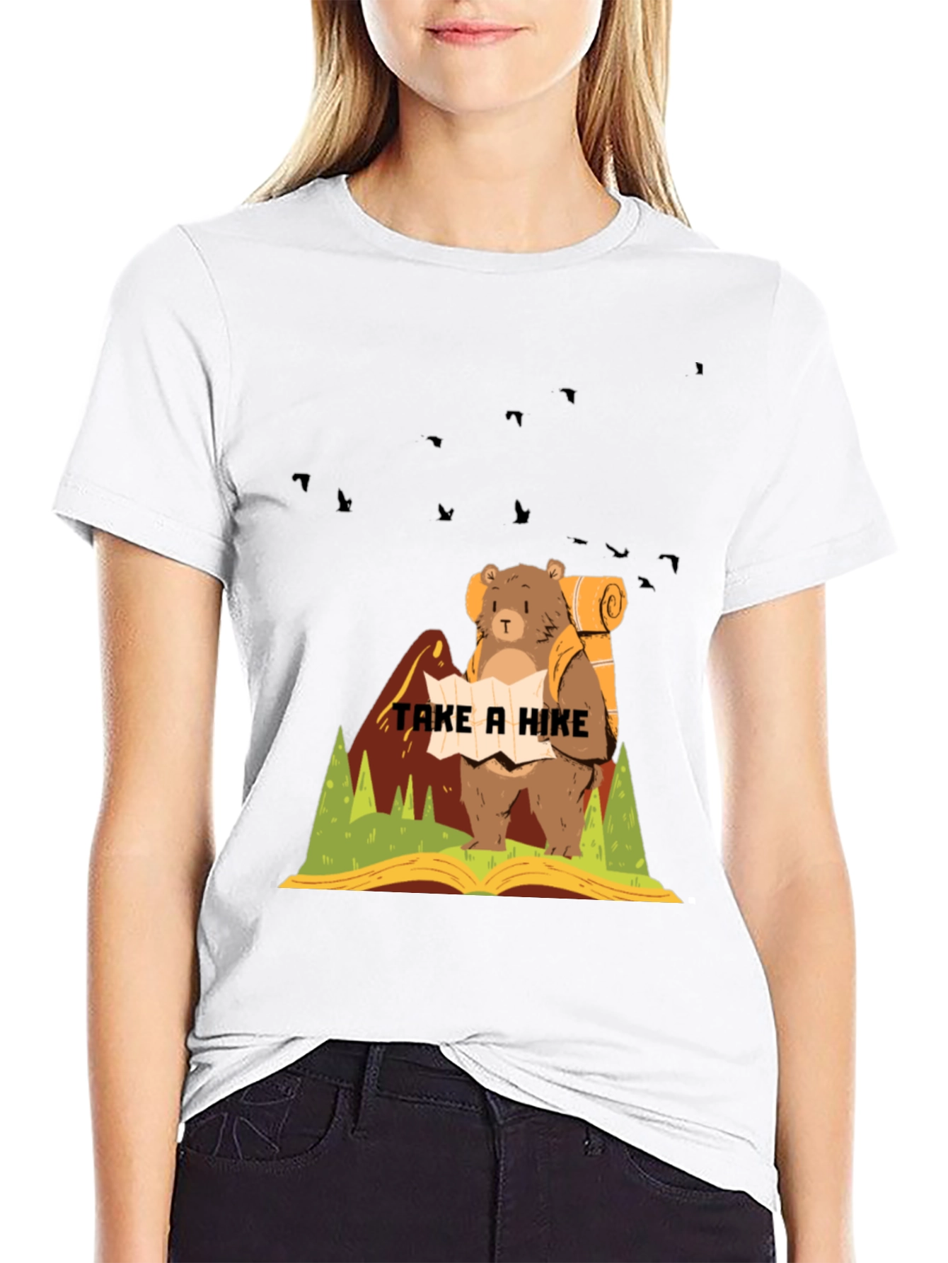 Hiking Bear Graphic T-Shirt - Adventure Ready!