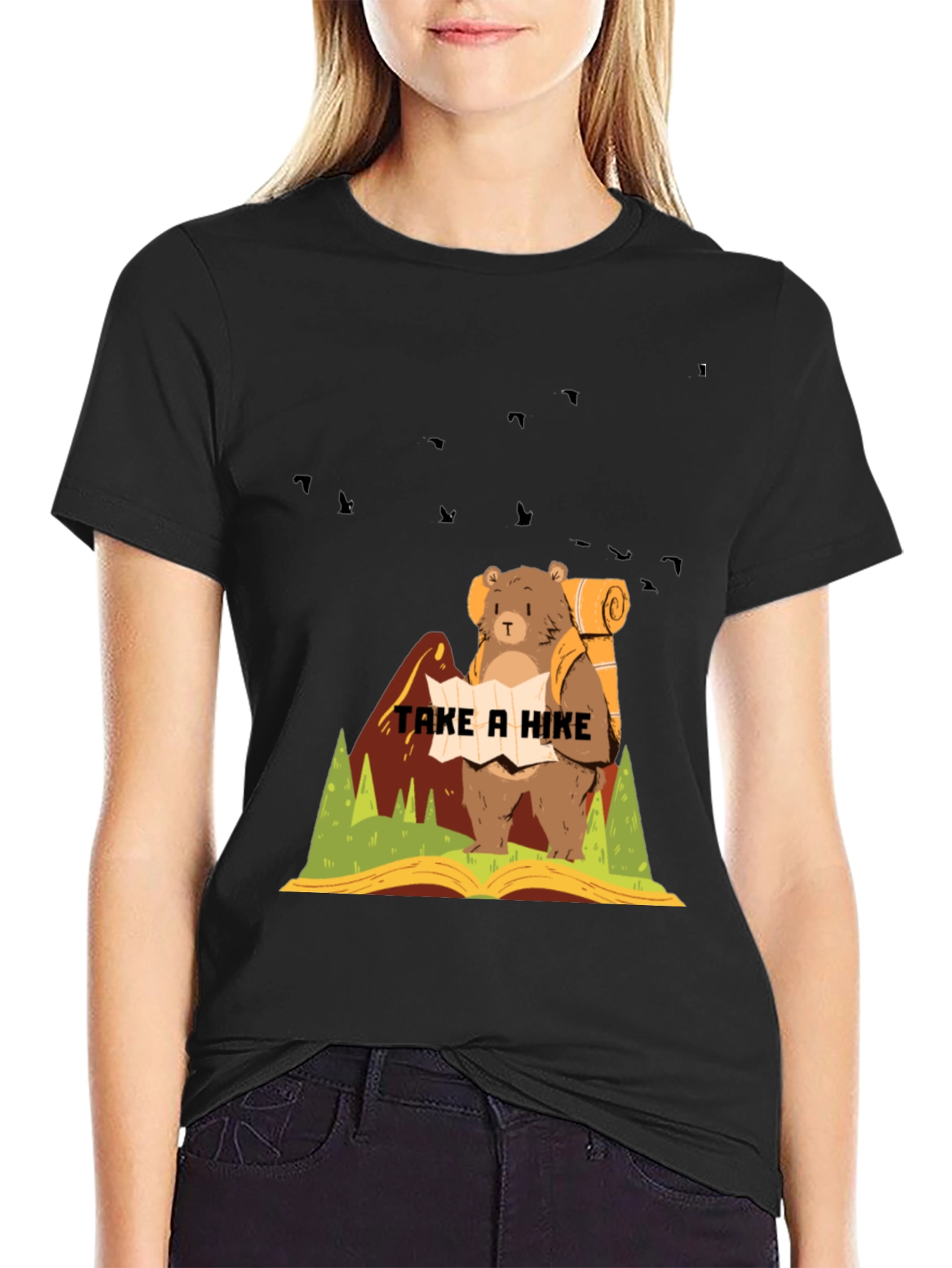 Hiking Bear Graphic T-Shirt - Adventure Ready!