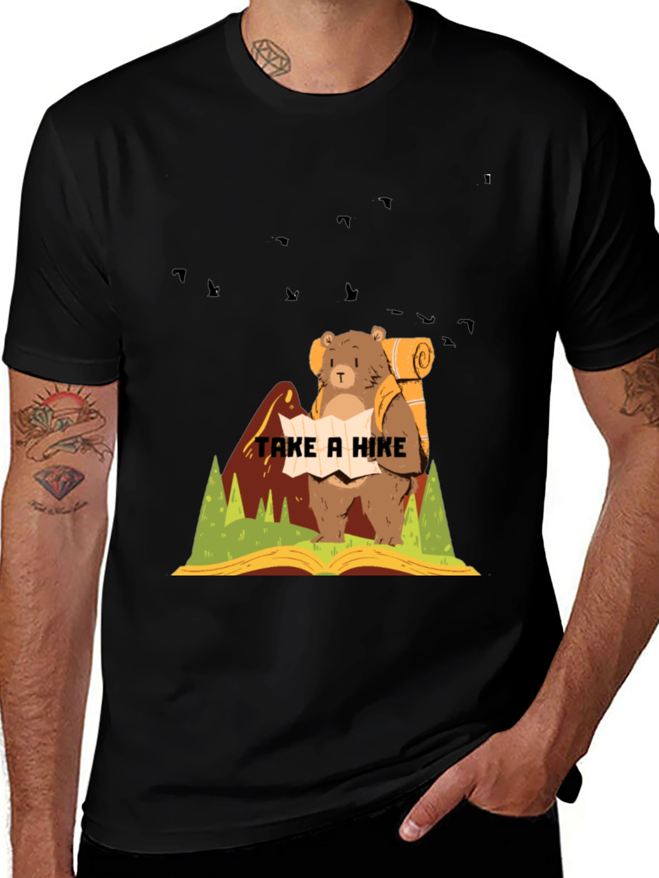 Hiking Bear Graphic T-Shirt - Adventure Ready!