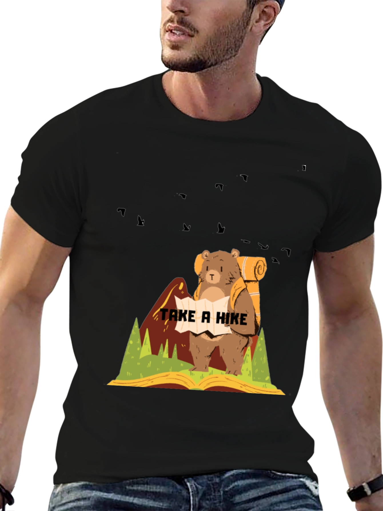 Hiking Bear Graphic T-Shirt - Adventure Ready!