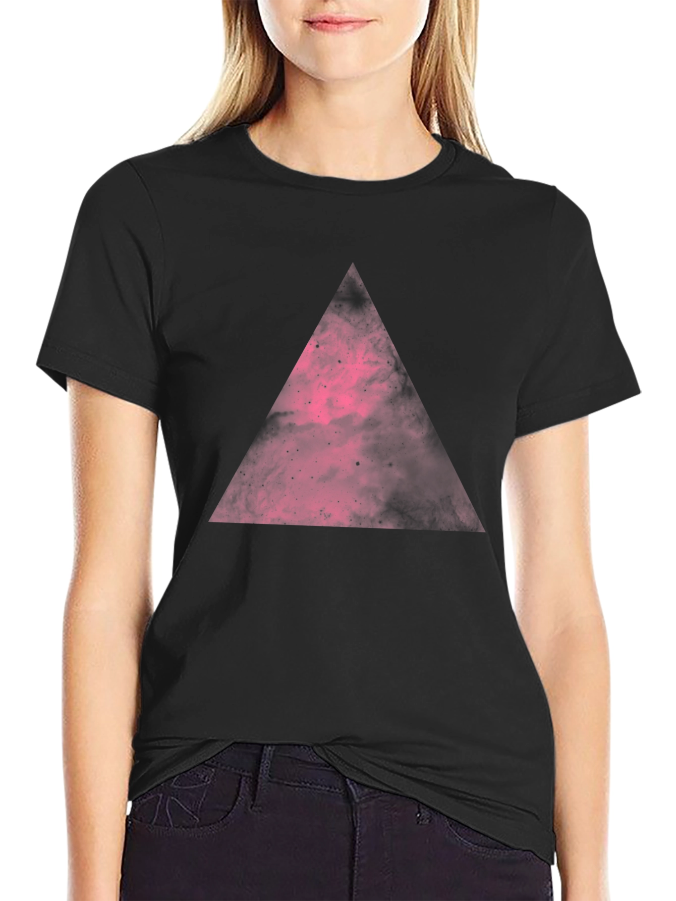 Nebula Triangle Graphic Tee - Black Cotton Comfort