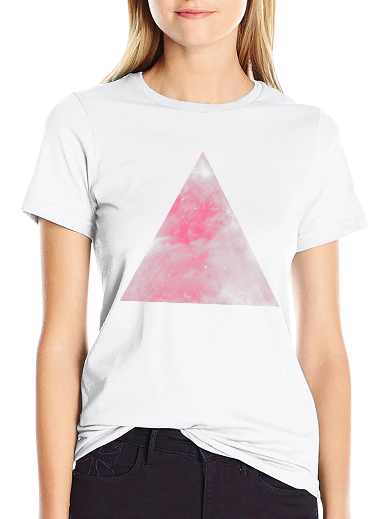 Nebula Triangle Graphic Tee - Black Cotton Comfort