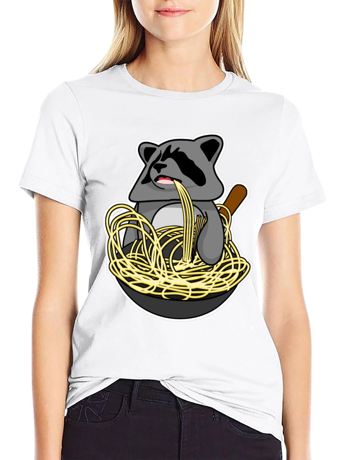 Raccoon Spaghetti Graphic T-Shirt - Funny Animal Tee