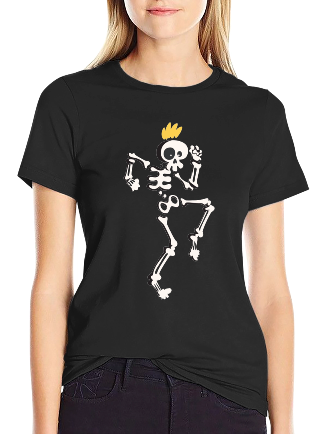 Funky Skeleton Graphic T-Shirt - Black
