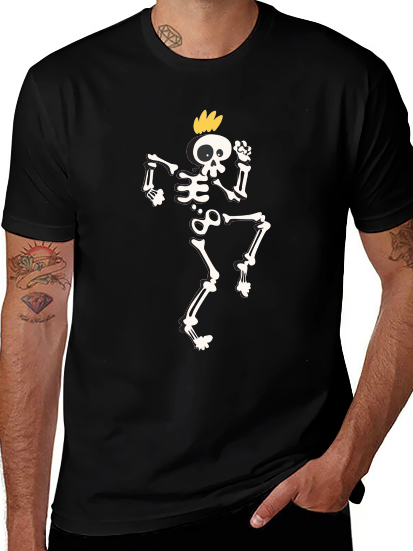 Funky Skeleton Graphic T-Shirt - Black