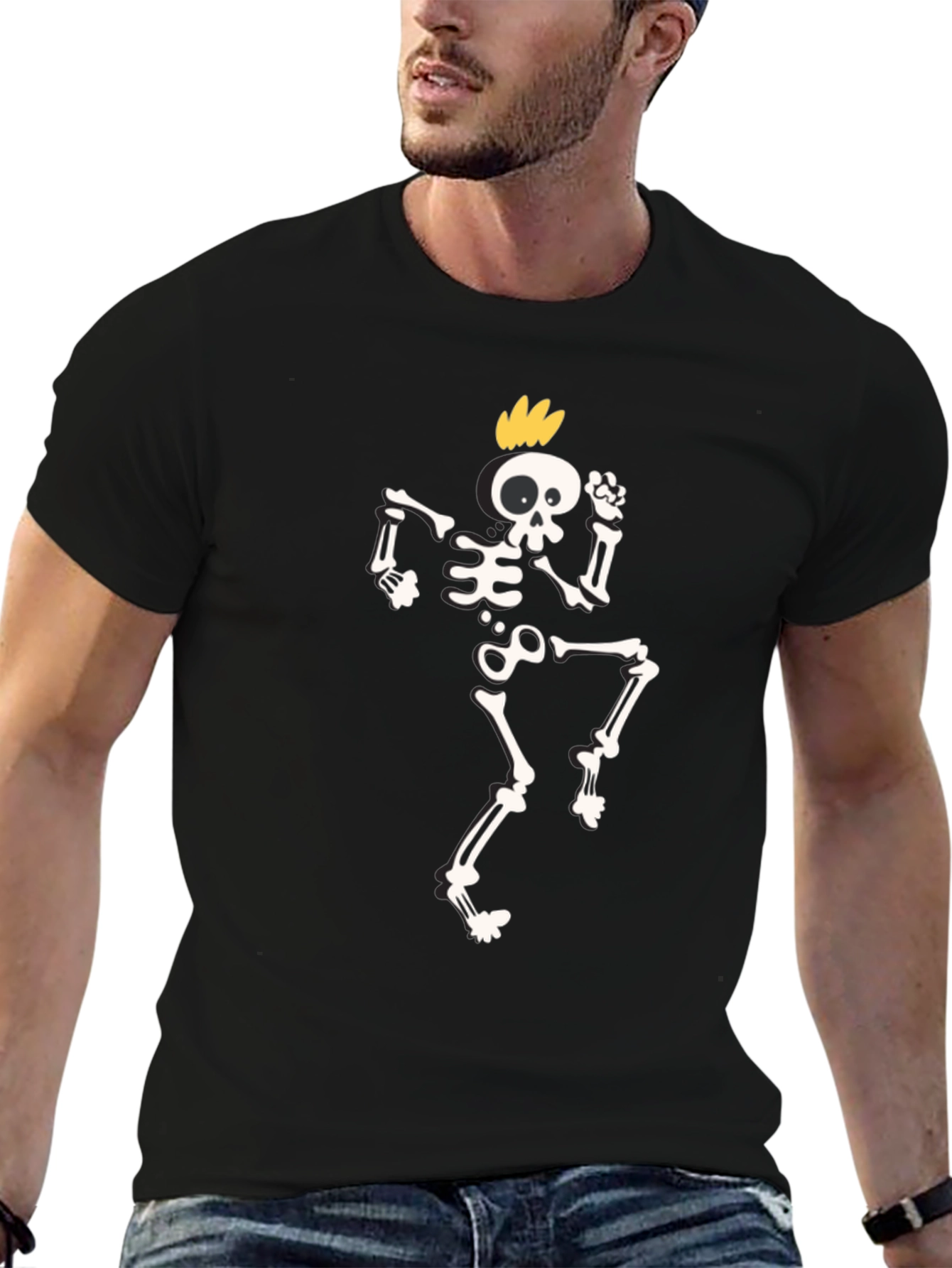 Funky Skeleton Graphic T-Shirt - Black