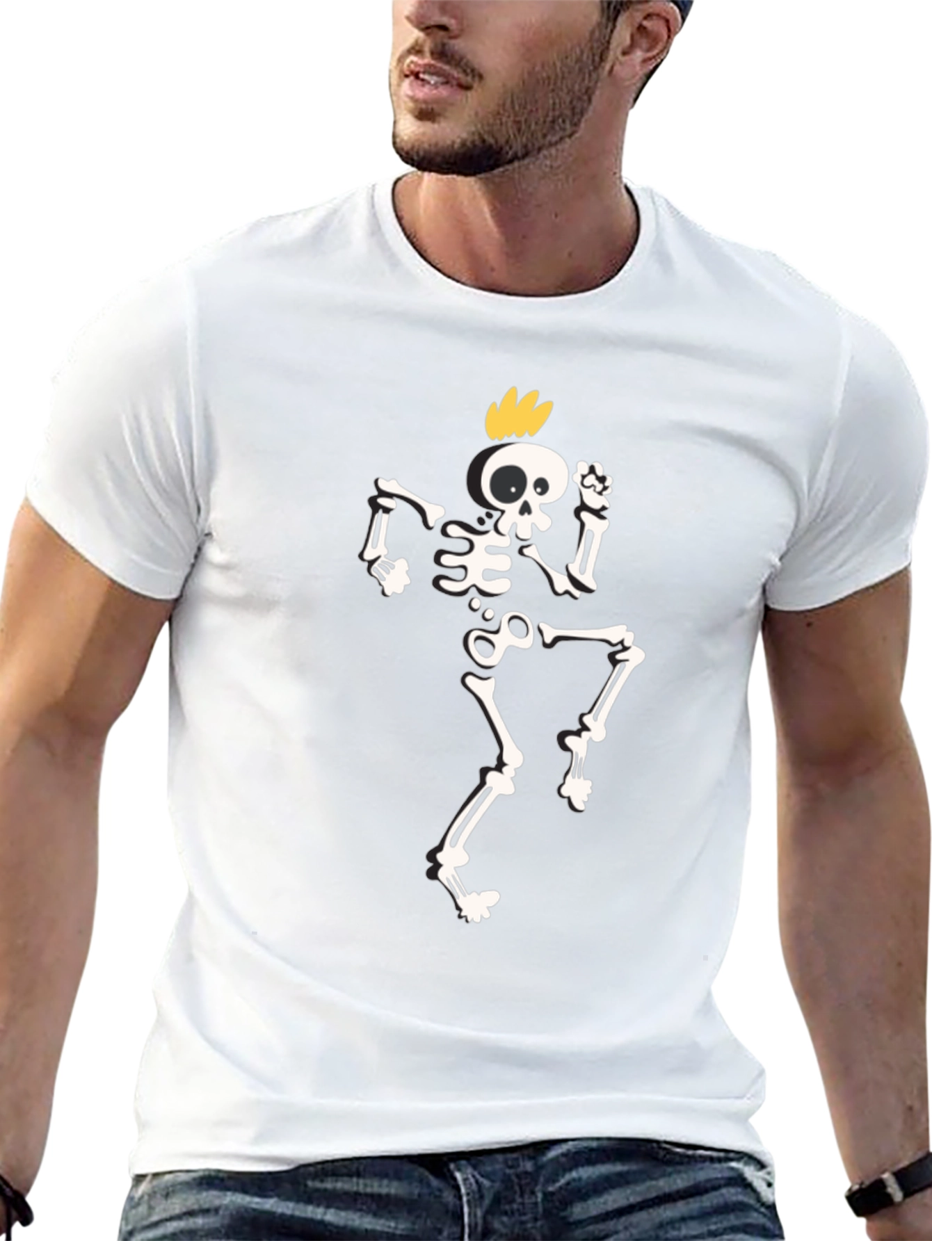 Funky Skeleton Graphic T-Shirt - Black