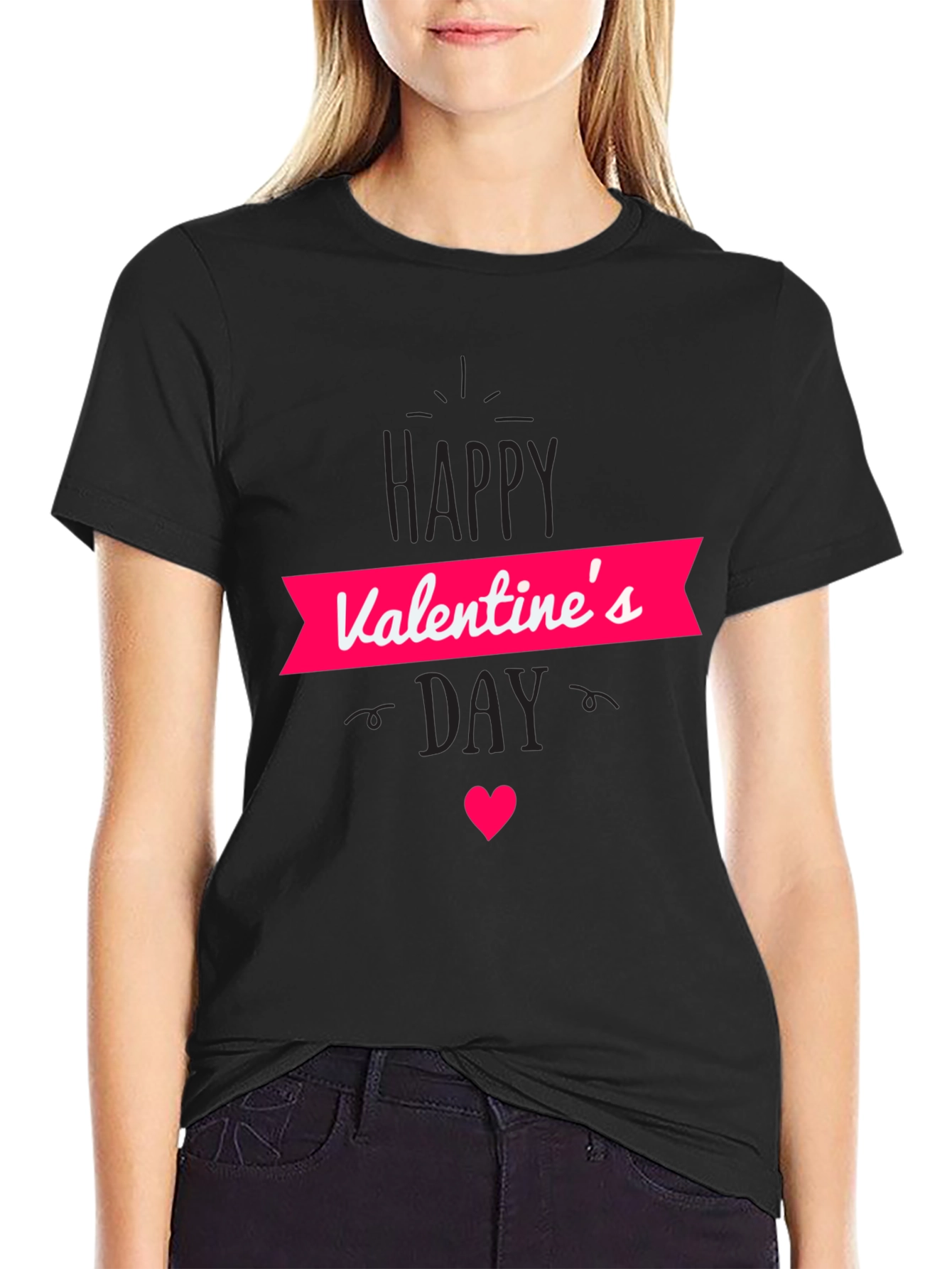 Valentines Day Graphic Tee - Black