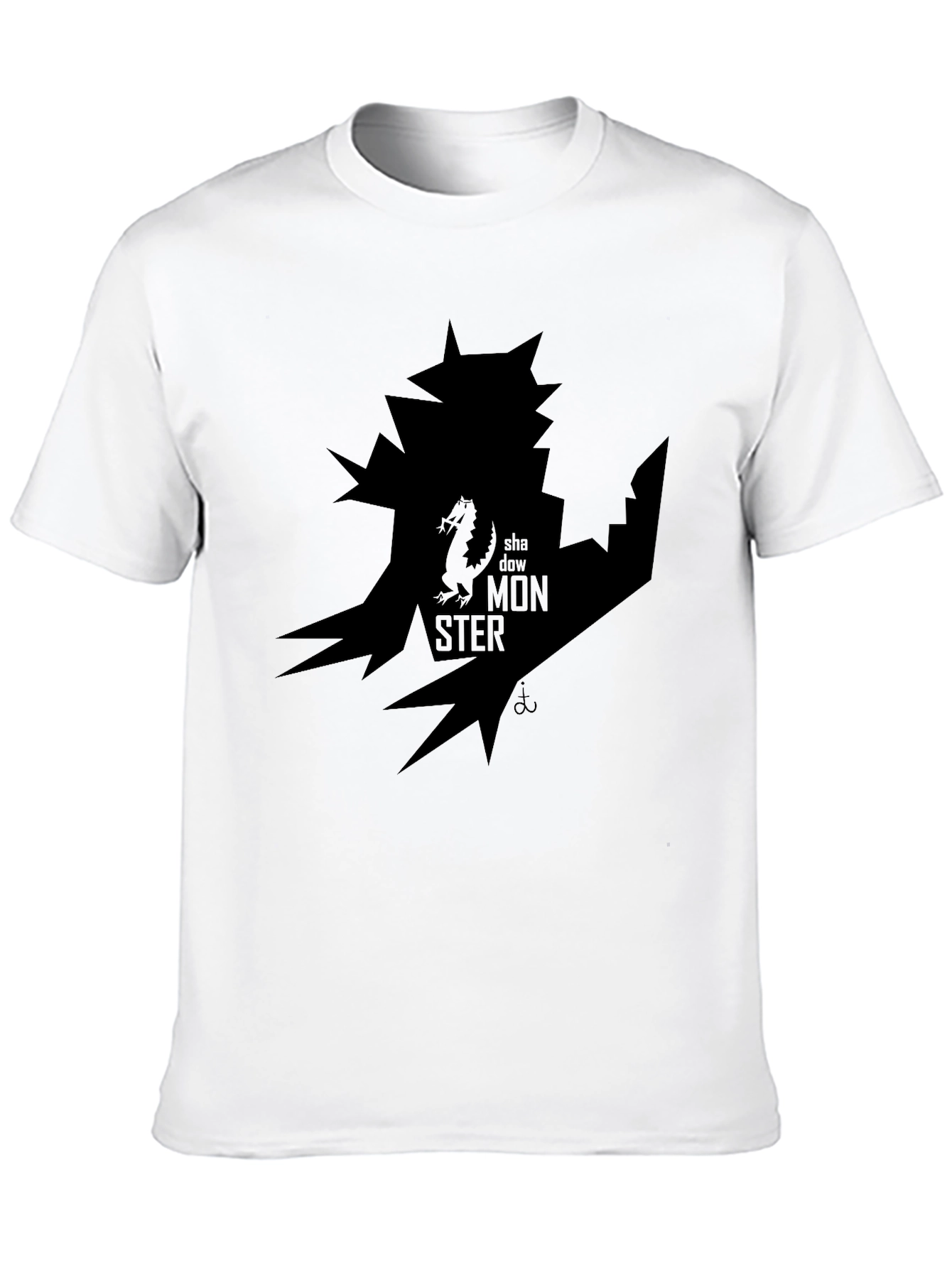 Shadow Monster Graphic Print Black T-Shirt