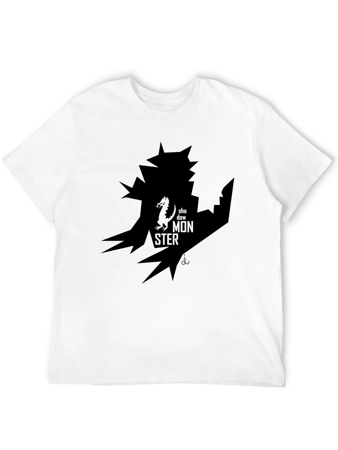 Shadow Monster Graphic Print Black T-Shirt