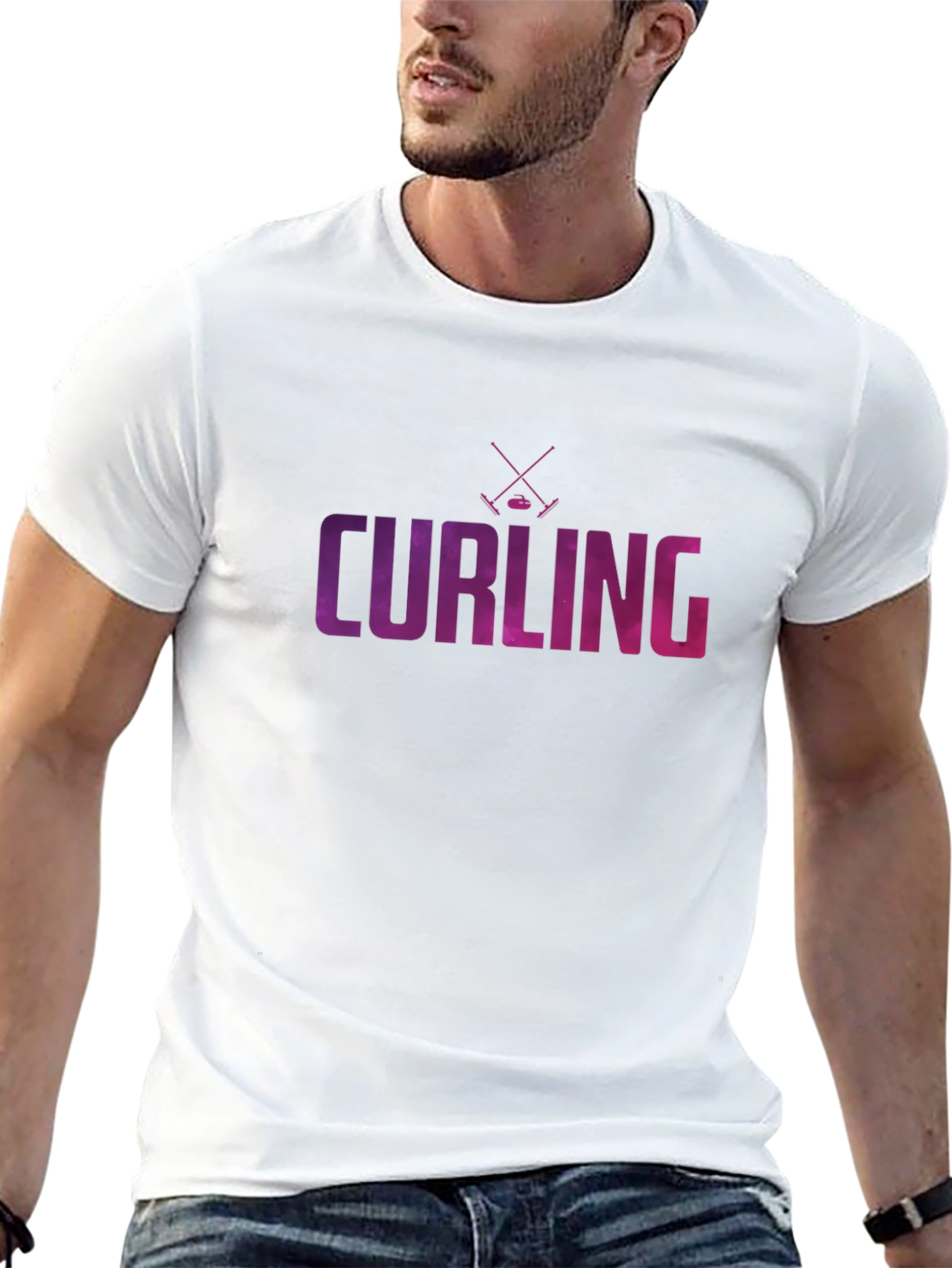 Curling Graphic Print T-Shirt