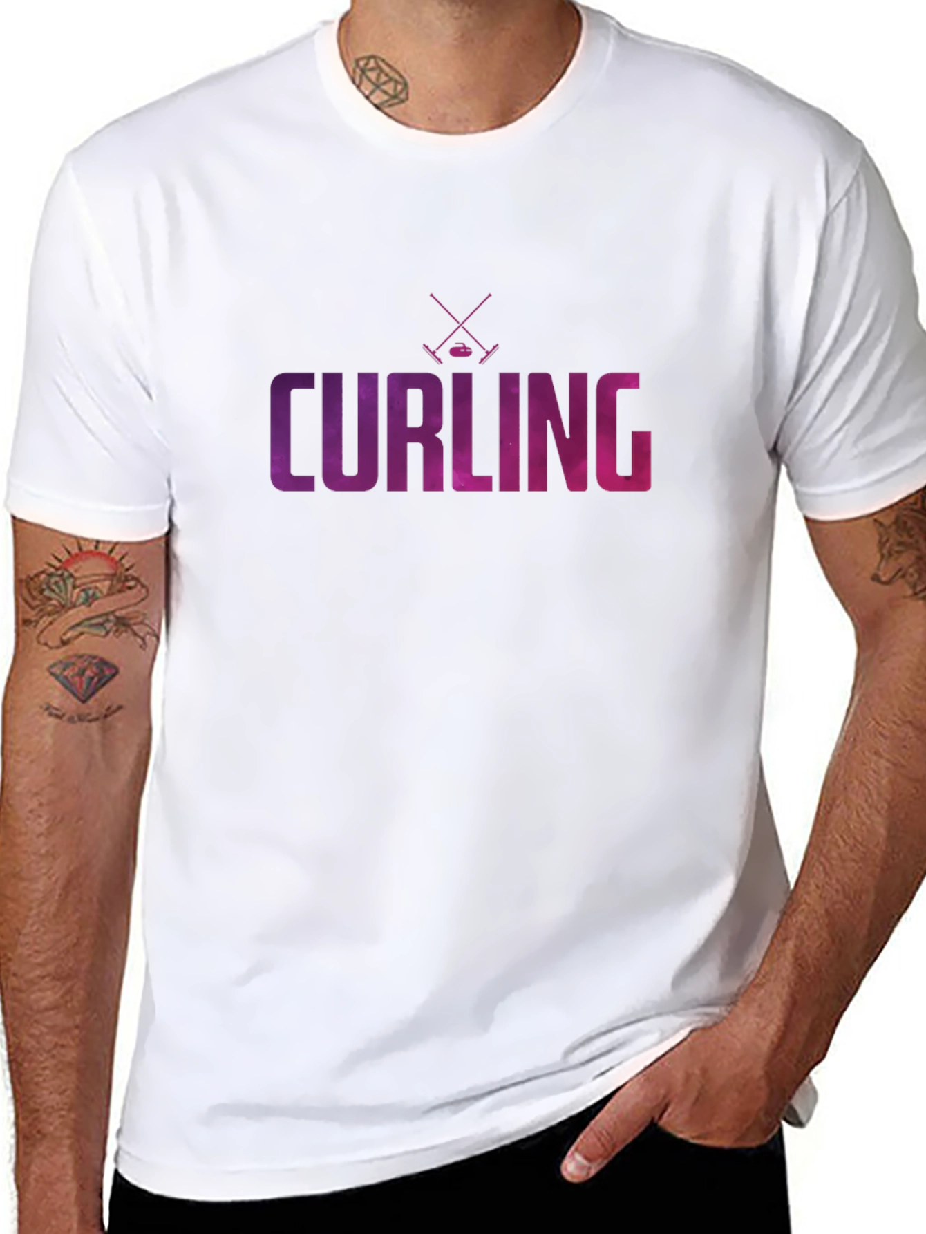 Curling Graphic Print T-Shirt