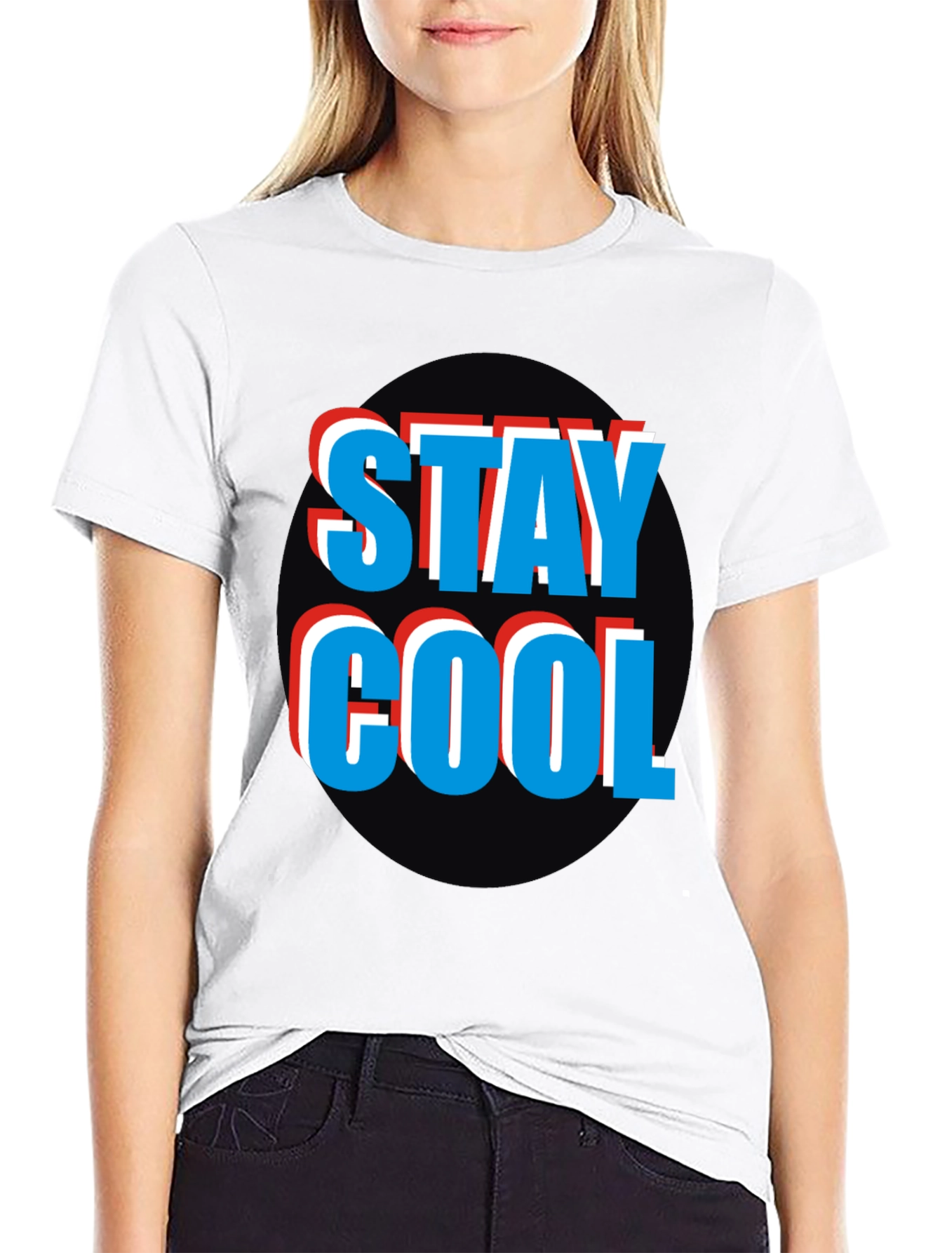 Stay Cool Graphic Tee - Black Crew Neck T-Shirt