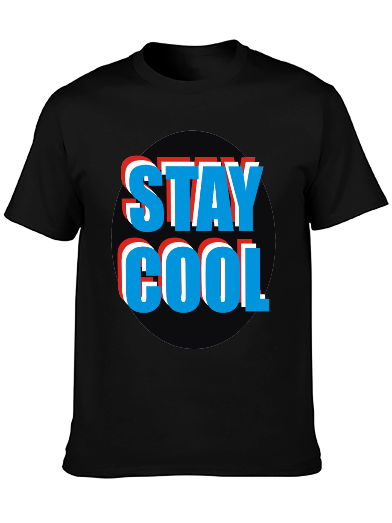 Stay Cool Graphic Tee - Black Crew Neck T-Shirt