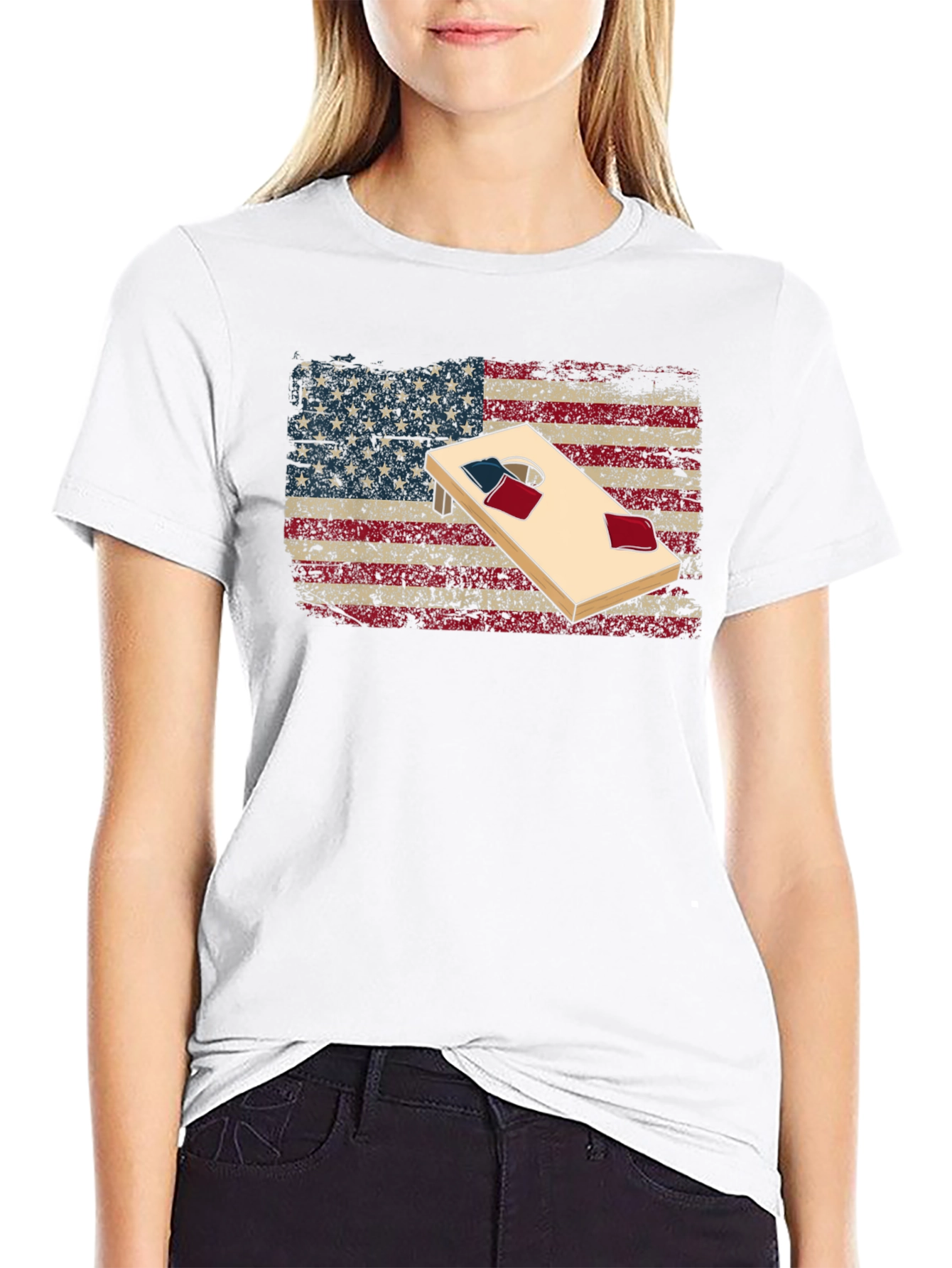 American Flag Cornhole T-Shirt