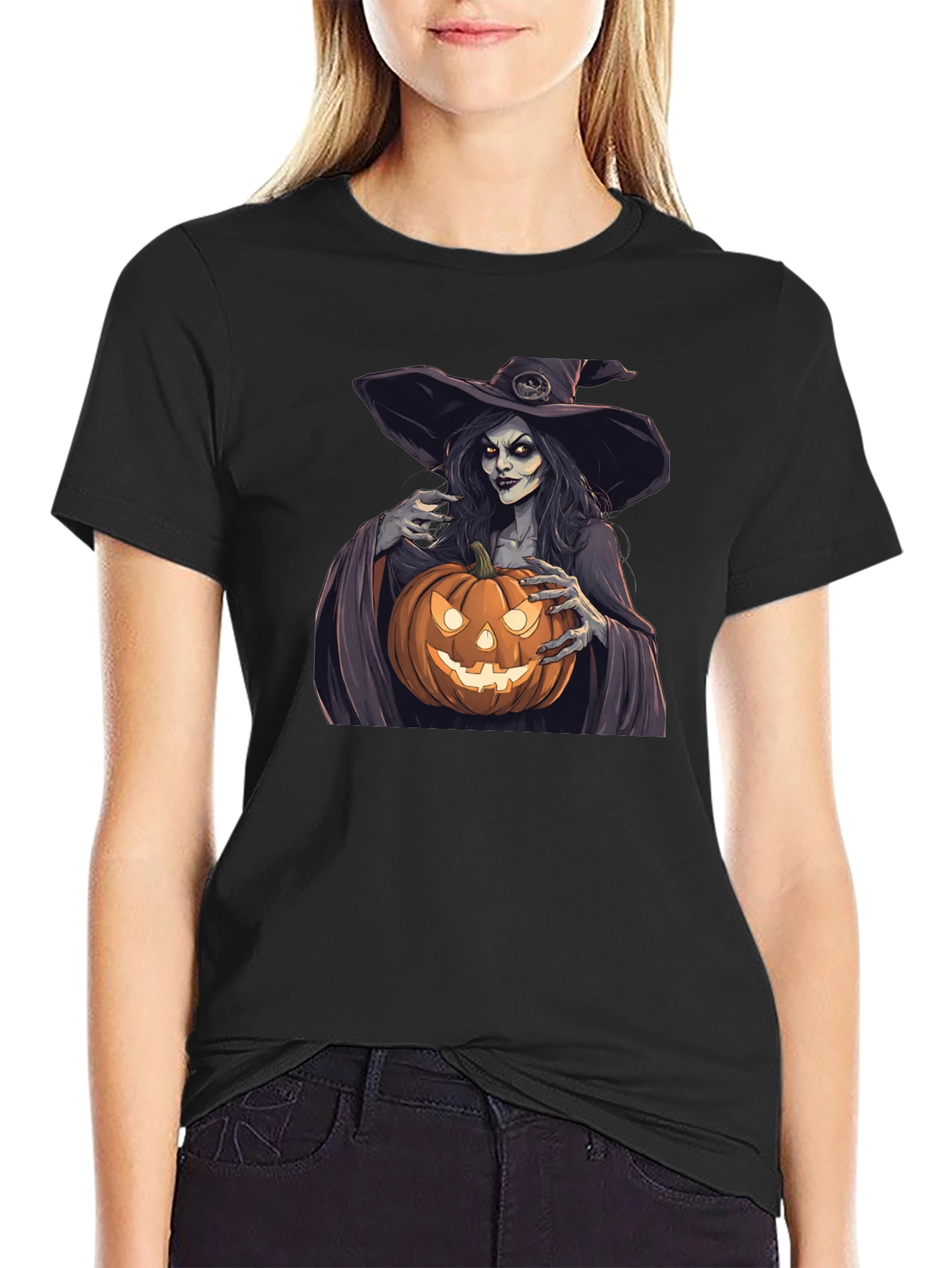 Witch Pumpkin Graphic Tee - Halloween T-Shirt