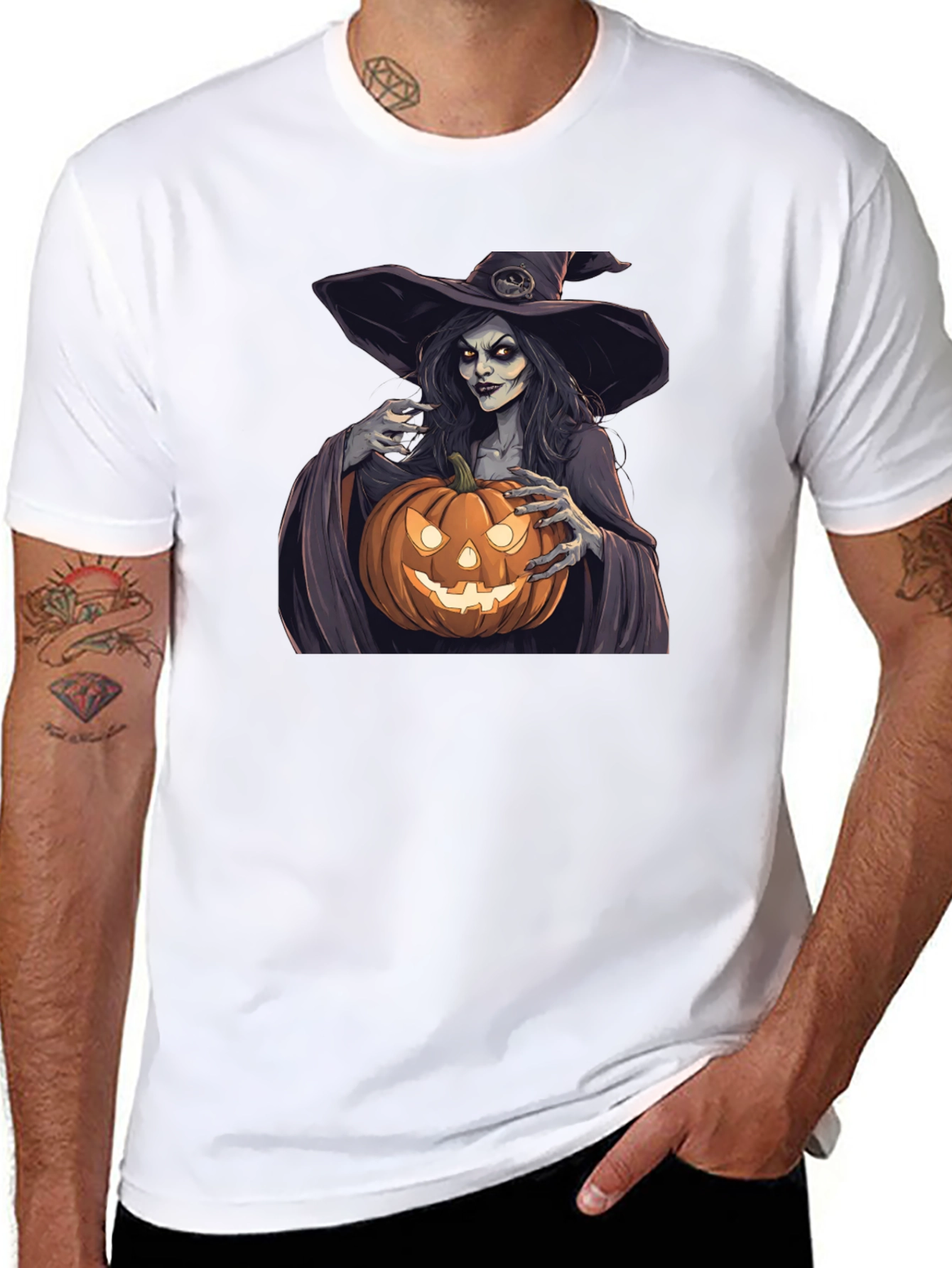 Witch Pumpkin Graphic Tee - Halloween T-Shirt