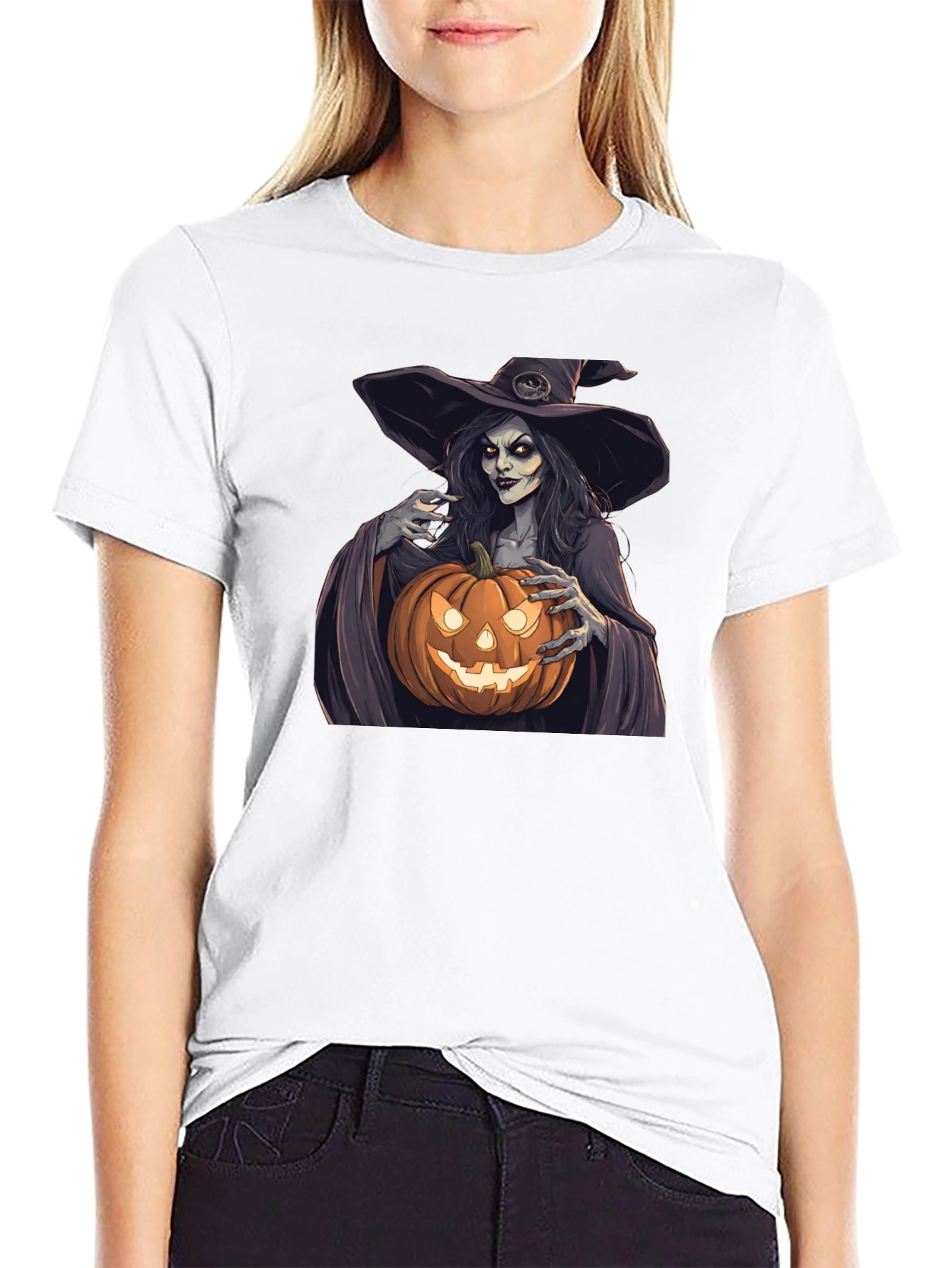 Witch Pumpkin Graphic Tee - Halloween T-Shirt