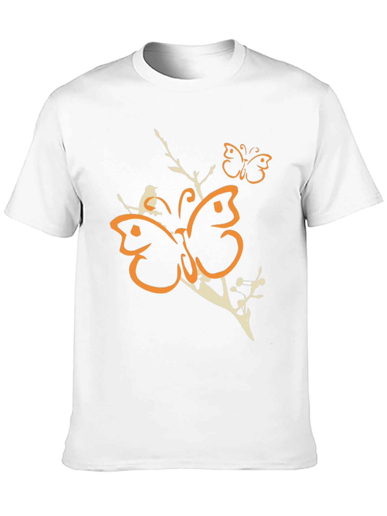 Butterfly and Bird Graphic Tee - Black