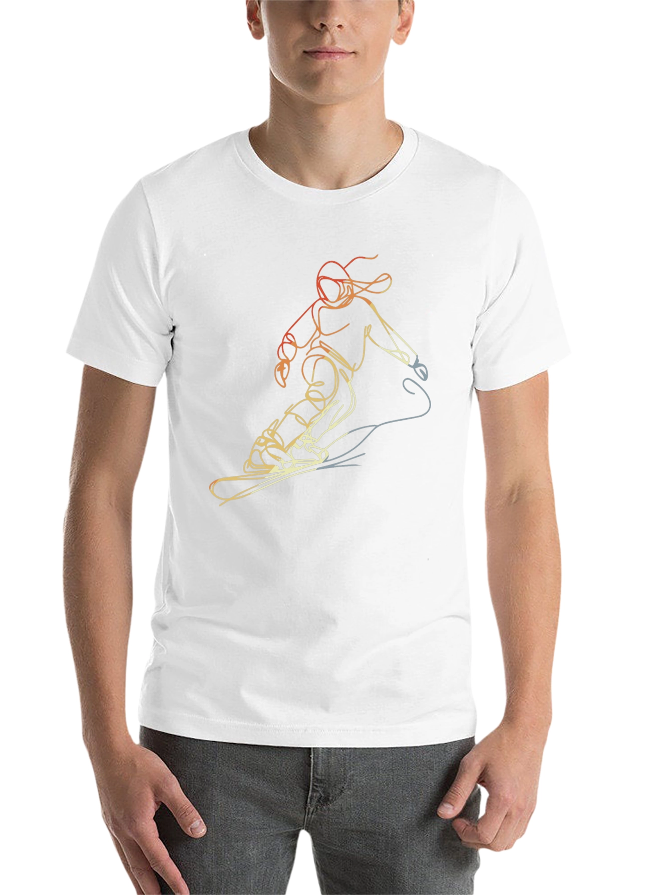 Snowboarding Line Art Tee - Cool Graphic T-Shirt