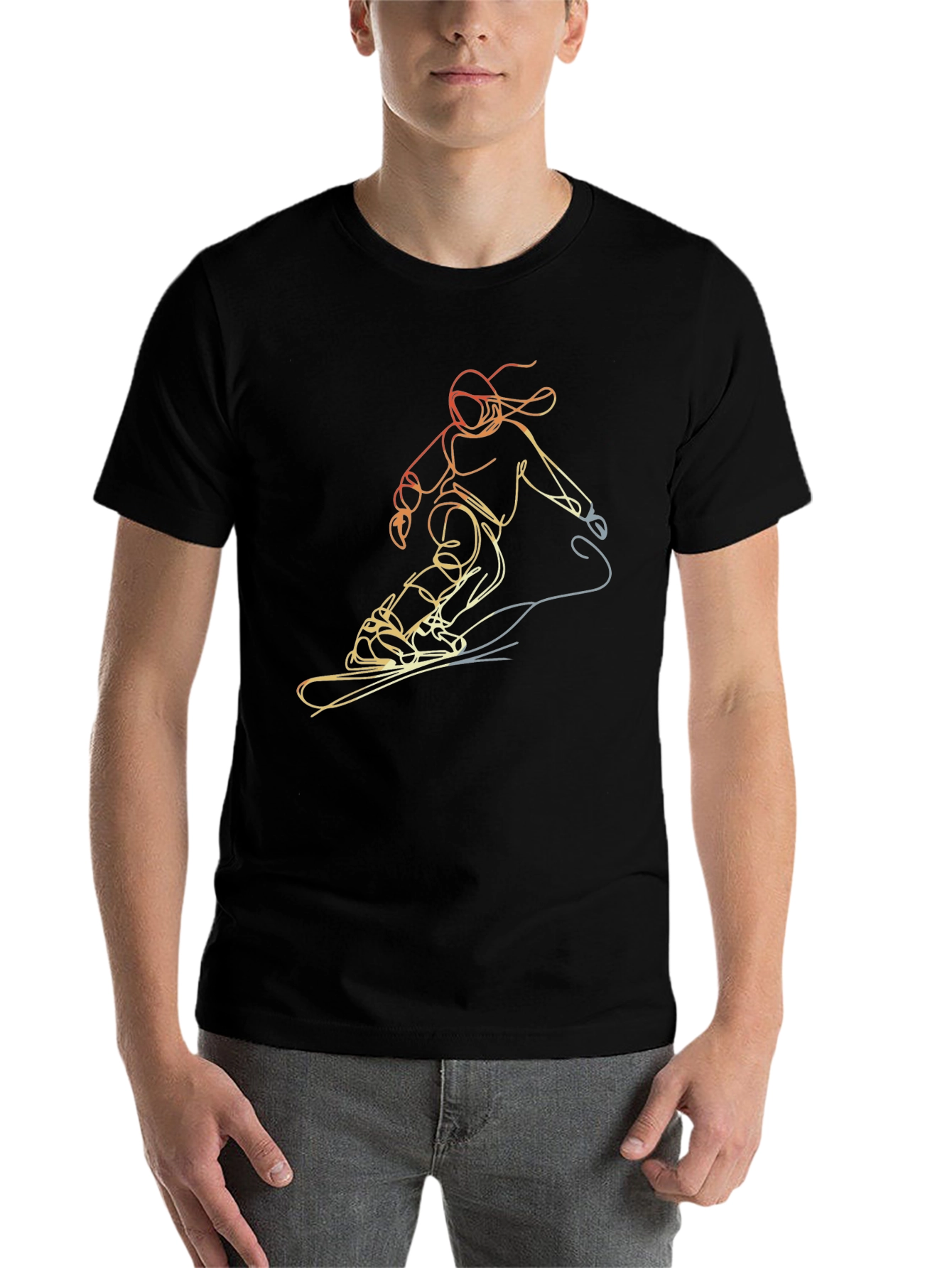 Snowboarding Line Art Tee - Cool Graphic T-Shirt