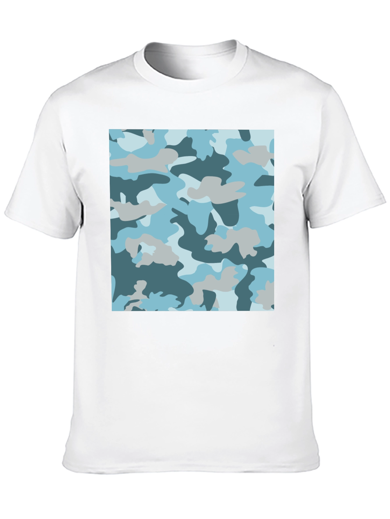 Blue Camo Print Black T-Shirt - Stylish Casual Wear