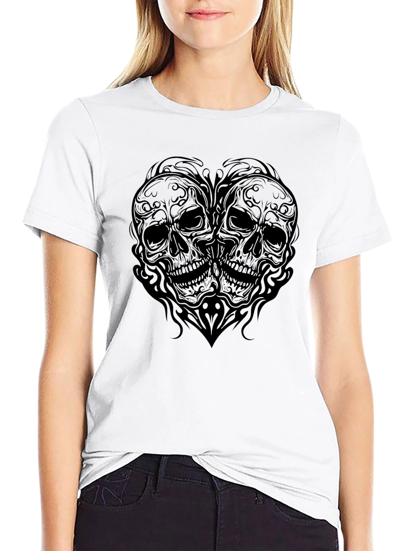Skull Heart Graphic T-Shirt - Dark Romance Tee