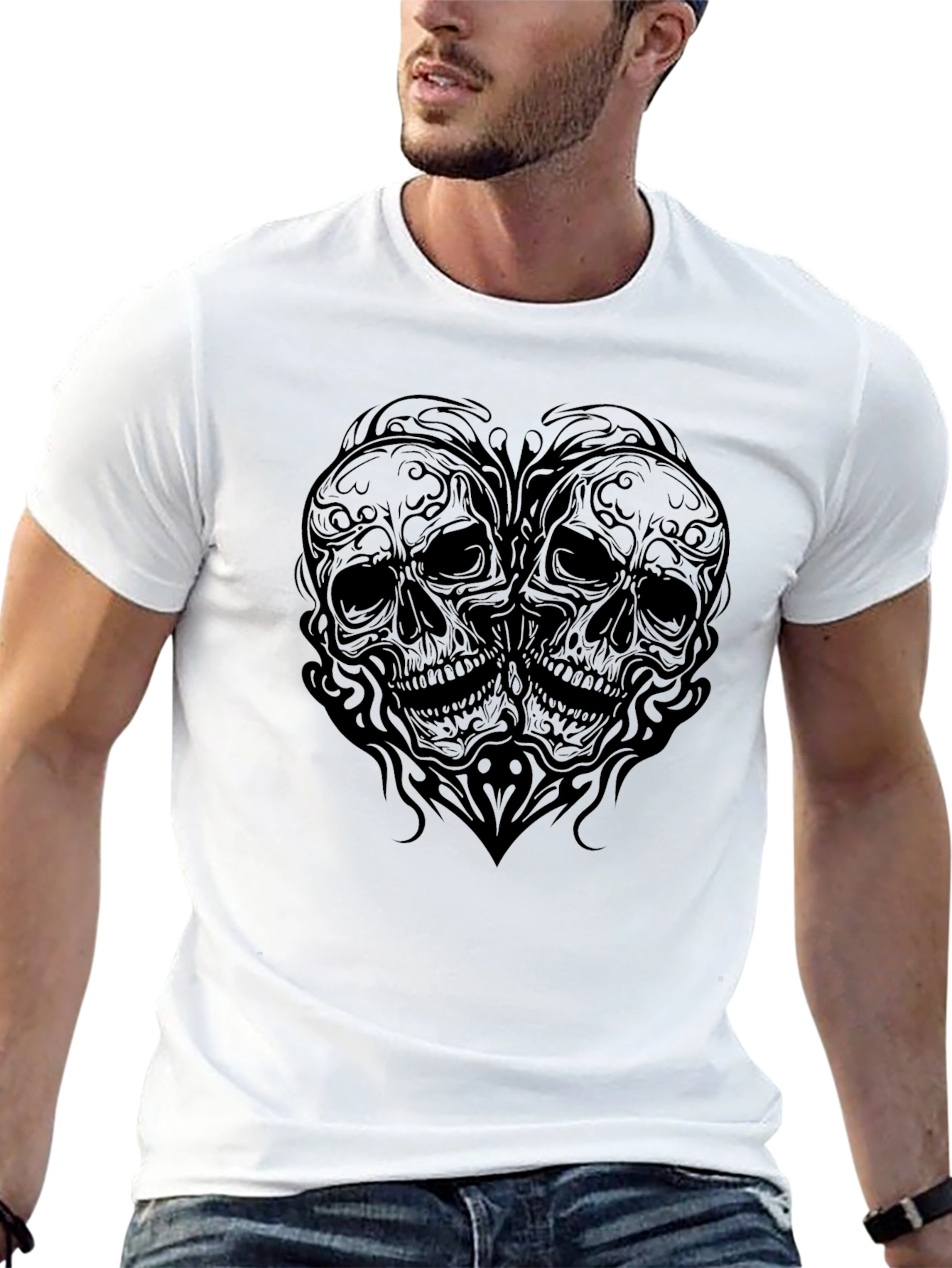 Skull Heart Graphic T-Shirt - Dark Romance Tee