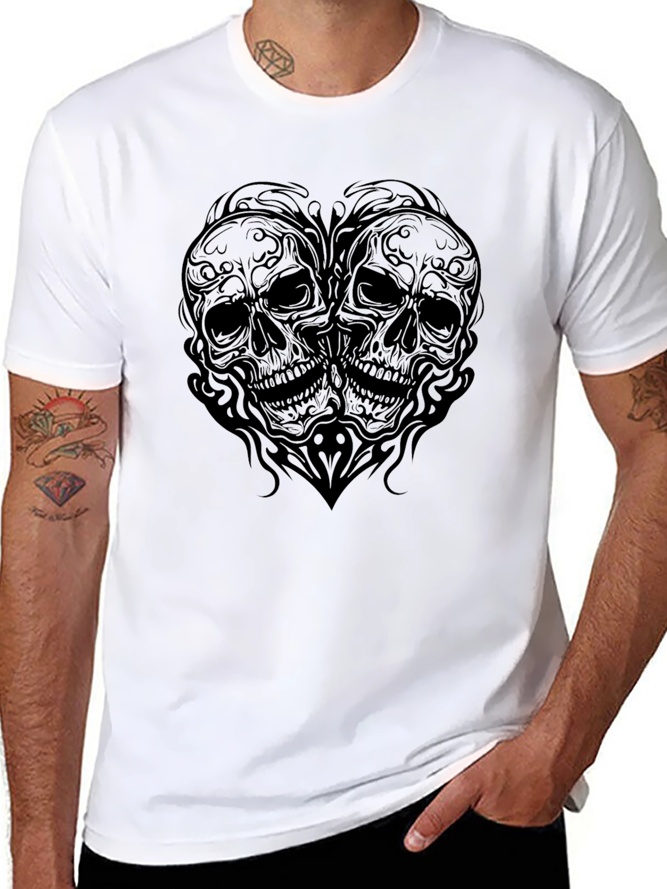 Skull Heart Graphic T-Shirt - Dark Romance Tee