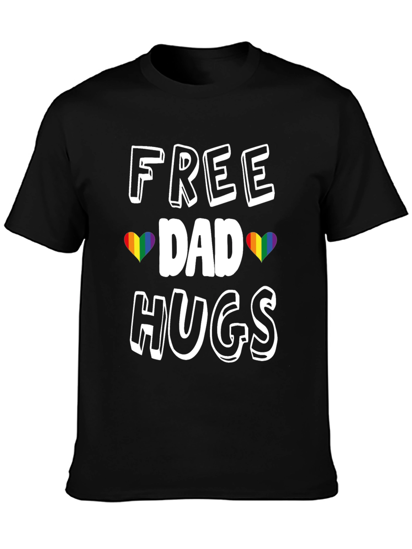 Free Dad Hugs Rainbow Heart Pride T-Shirt