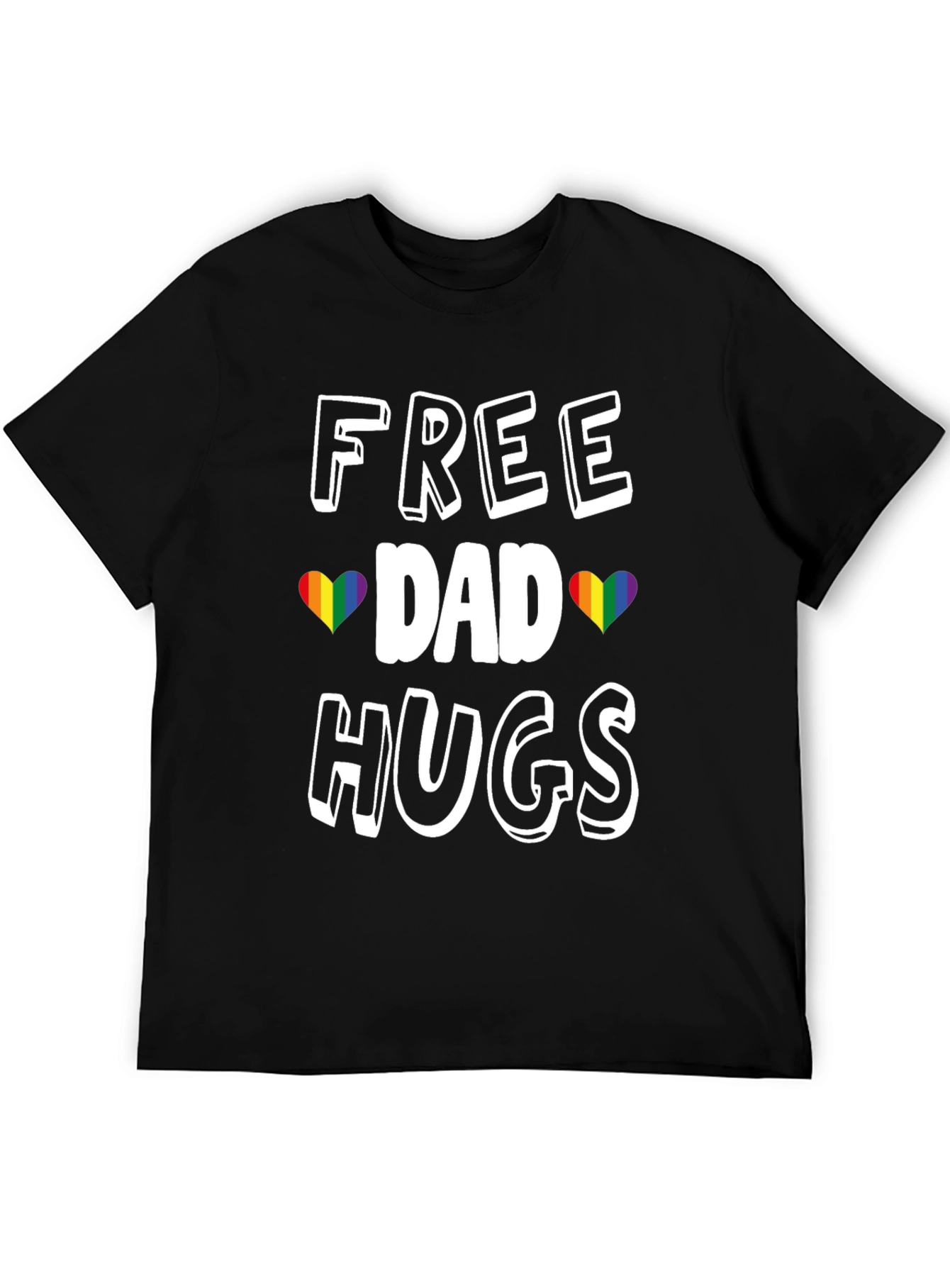 Free Dad Hugs Rainbow Heart Pride T-Shirt