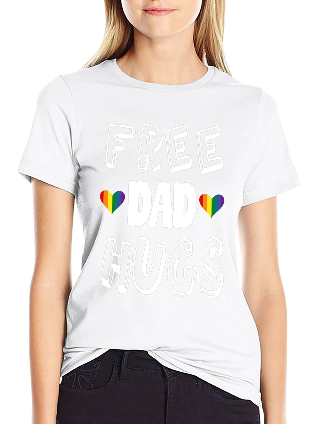 Free Dad Hugs Rainbow Heart Pride T-Shirt