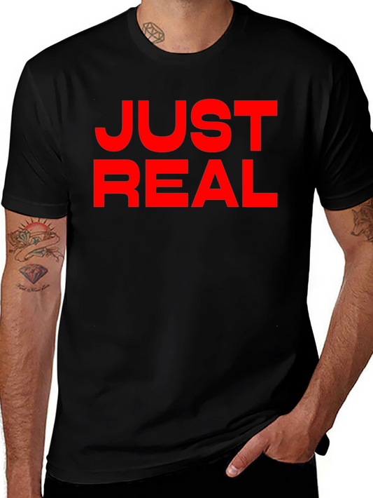 Just Real Graphic Tee - Black Crew Neck Cotton T-Shirt