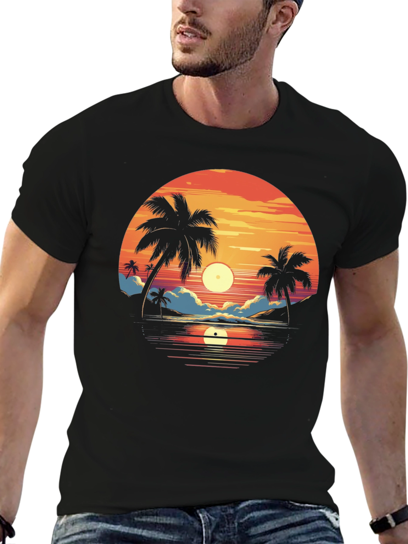 Sunset Palm Tree Graphic Tee