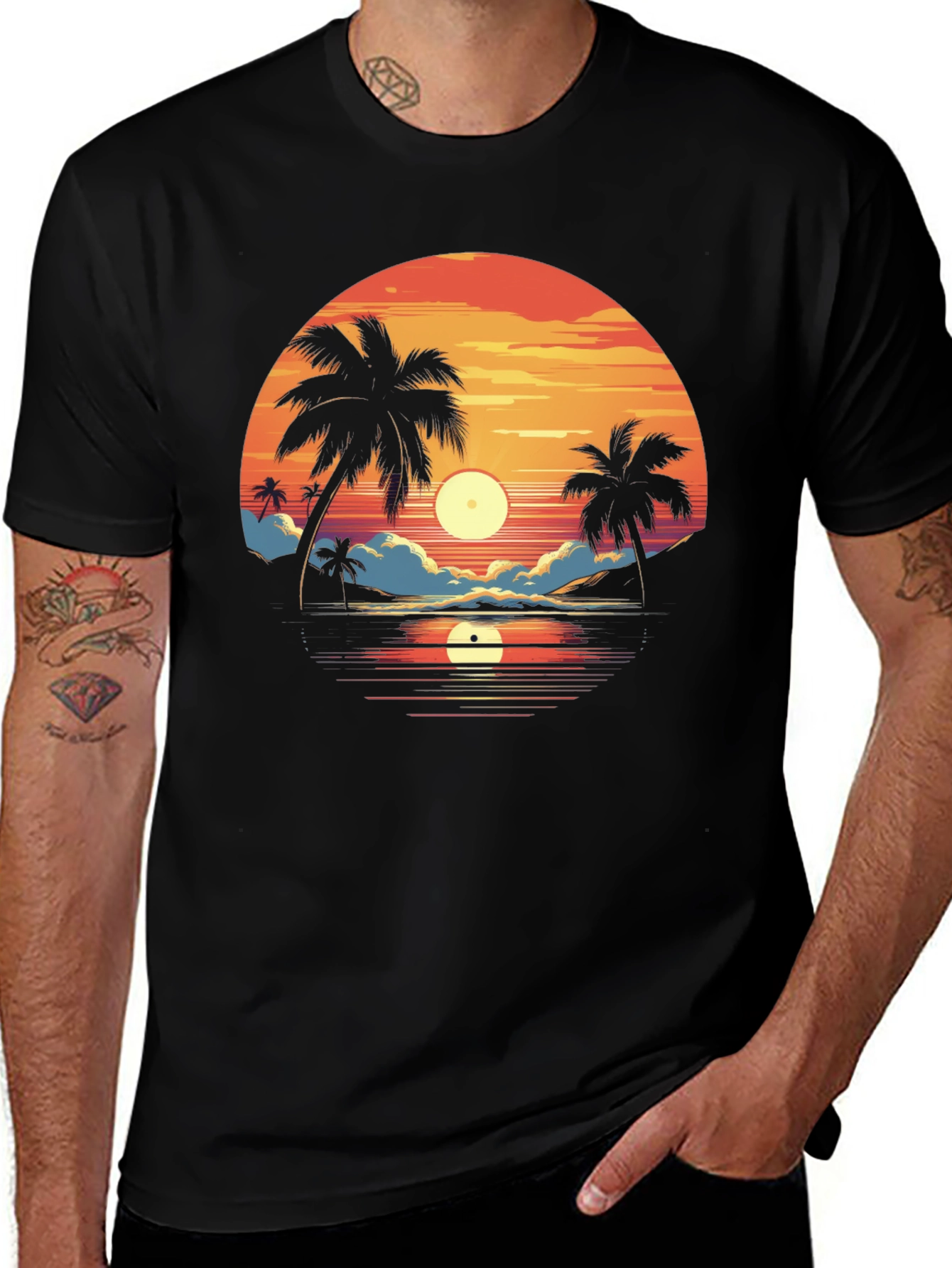 Sunset Palm Tree Graphic Tee