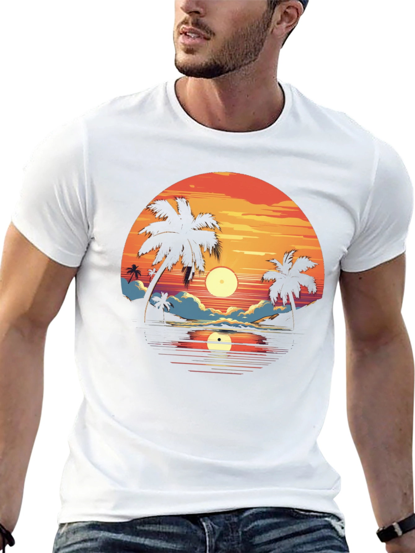 Sunset Palm Tree Graphic Tee