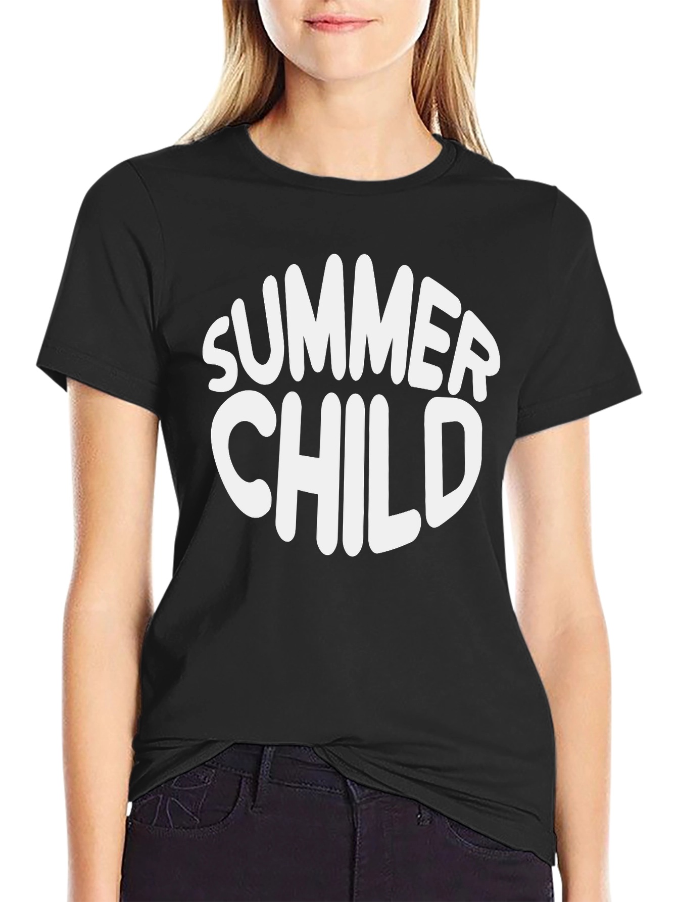 Summer Child T-Shirt - Black Crew Neck Tee