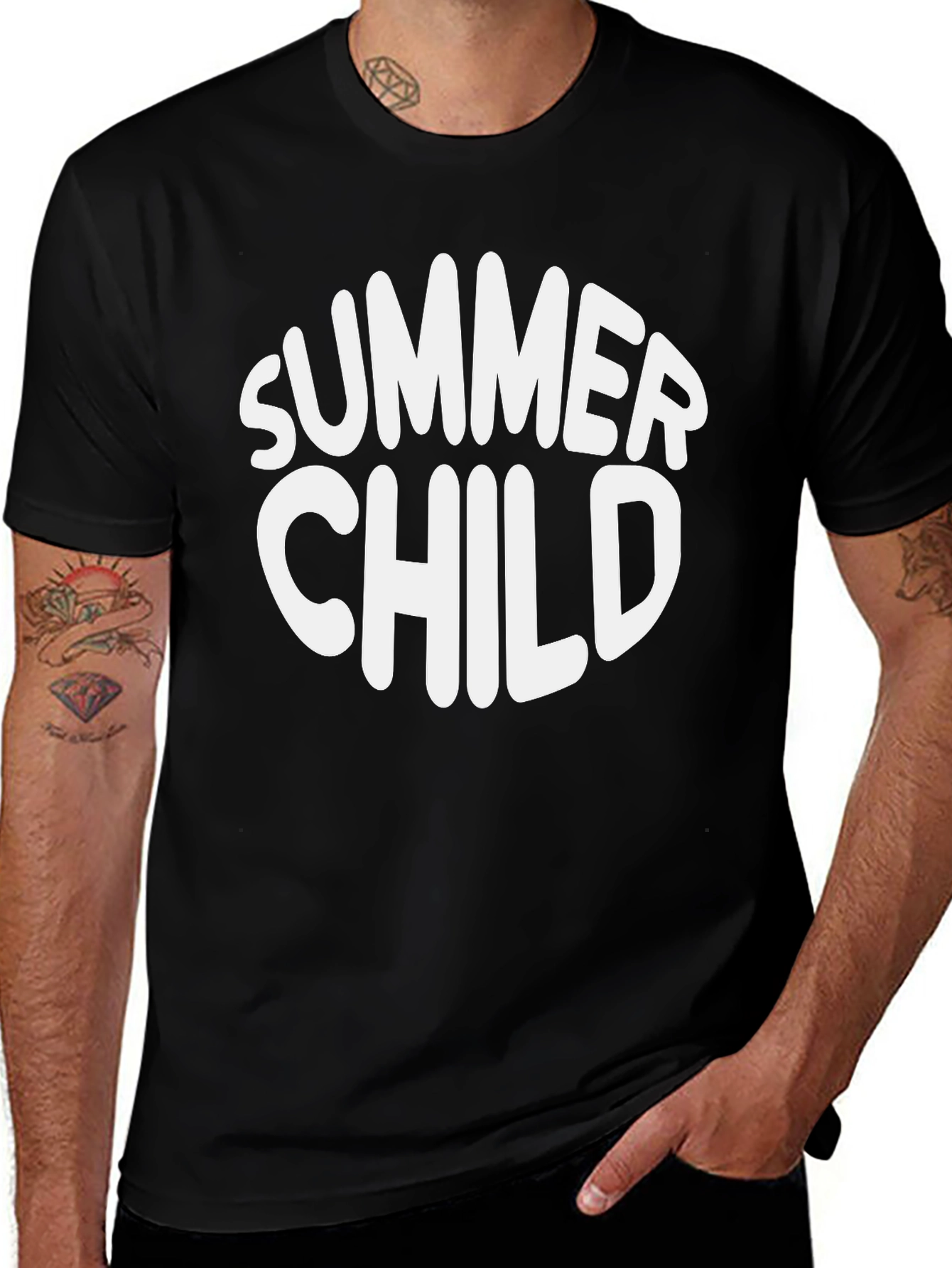 Summer Child T-Shirt - Black Crew Neck Tee