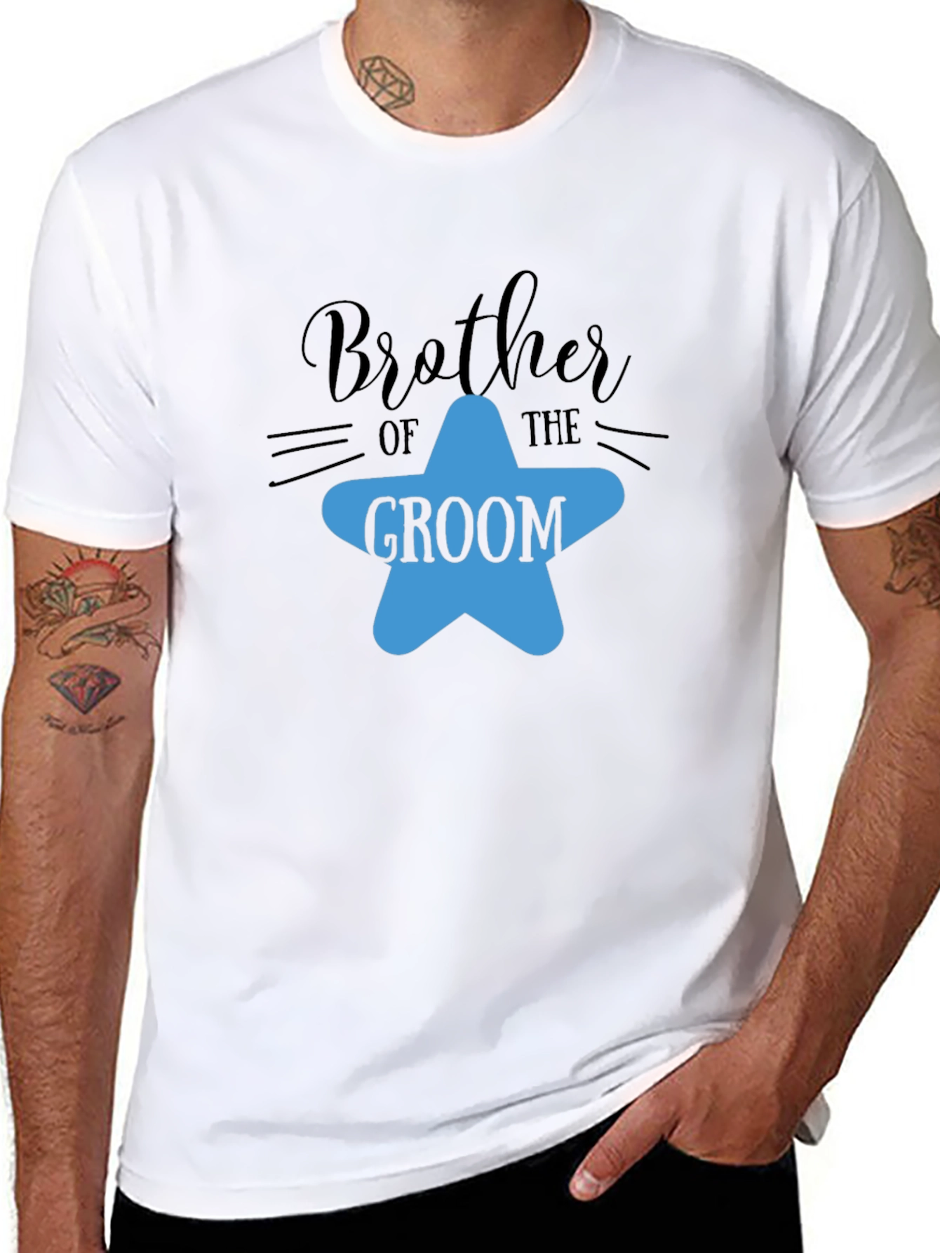 Brother of the Groom T-Shirt - Star Design