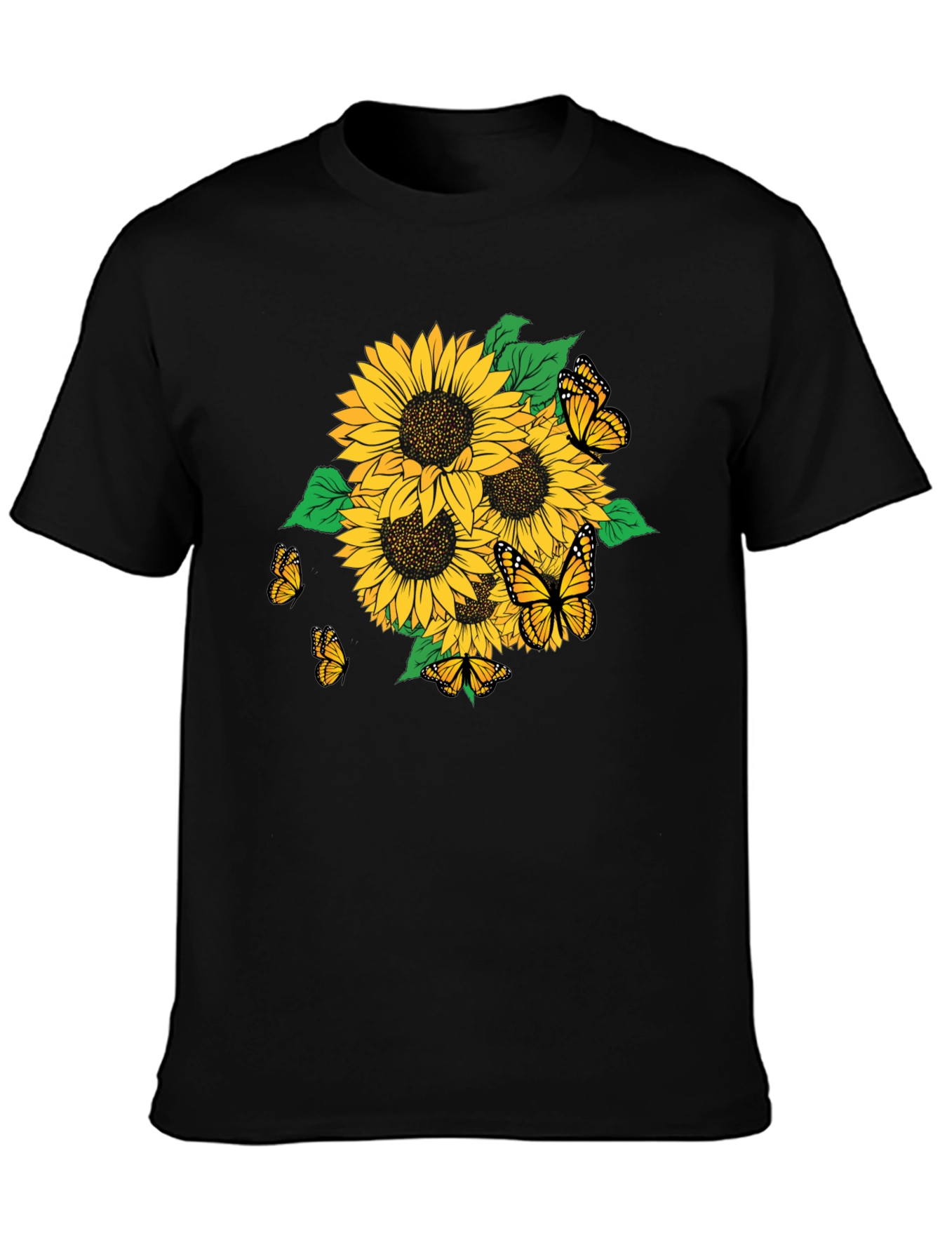 Sunflower & Butterfly Graphic T-Shirt - Stylish Casual Wear