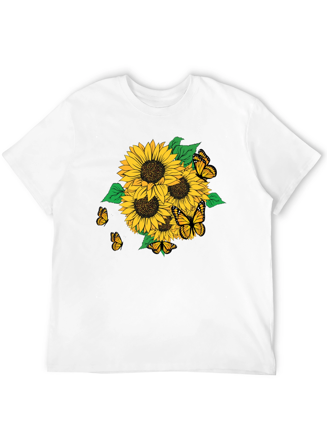 Sunflower & Butterfly Graphic T-Shirt - Stylish Casual Wear