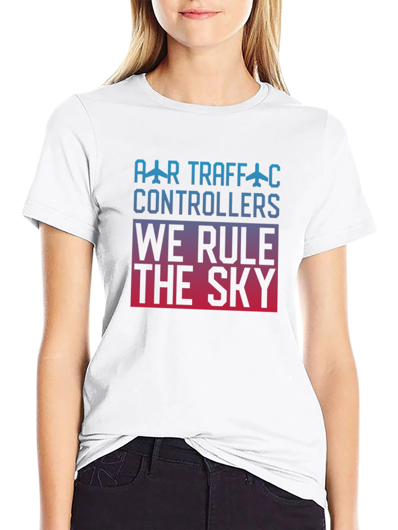 Air Traffic Controller We Rule The Sky Black T-Shirt