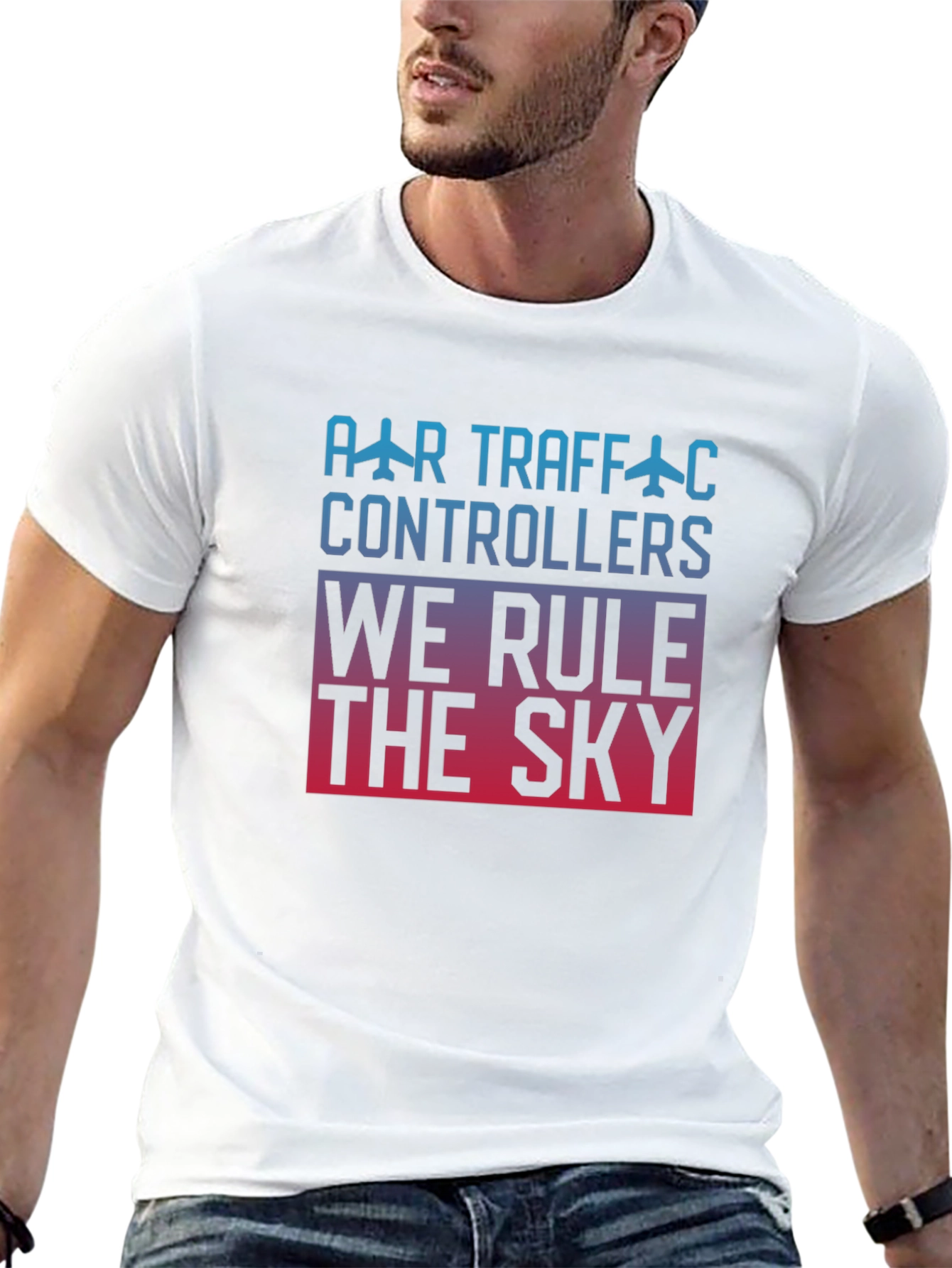 Air Traffic Controller We Rule The Sky Black T-Shirt