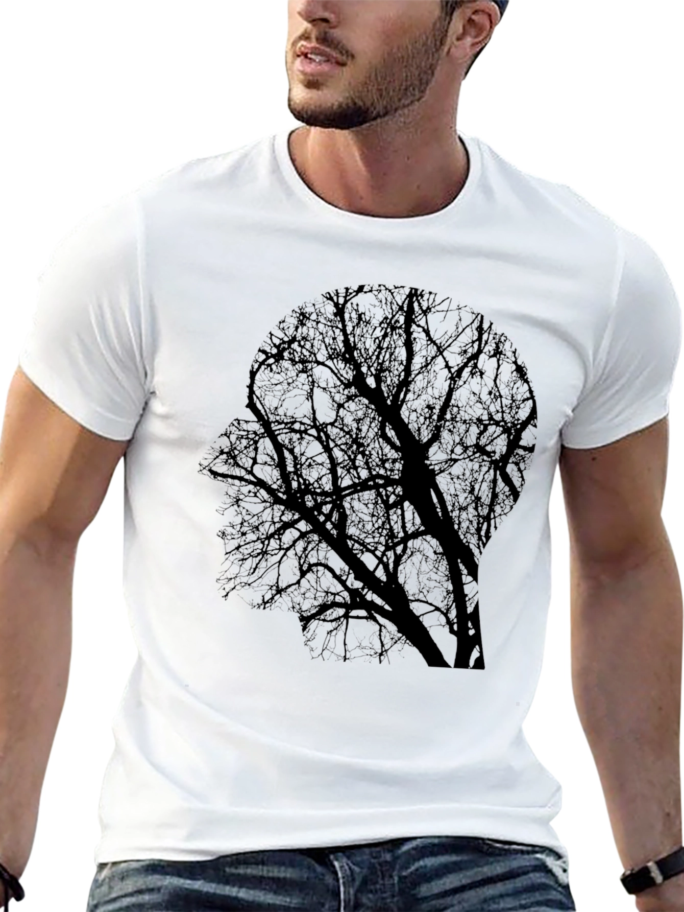 Silhouette Tree Graphic Tee - Black Cotton Blend