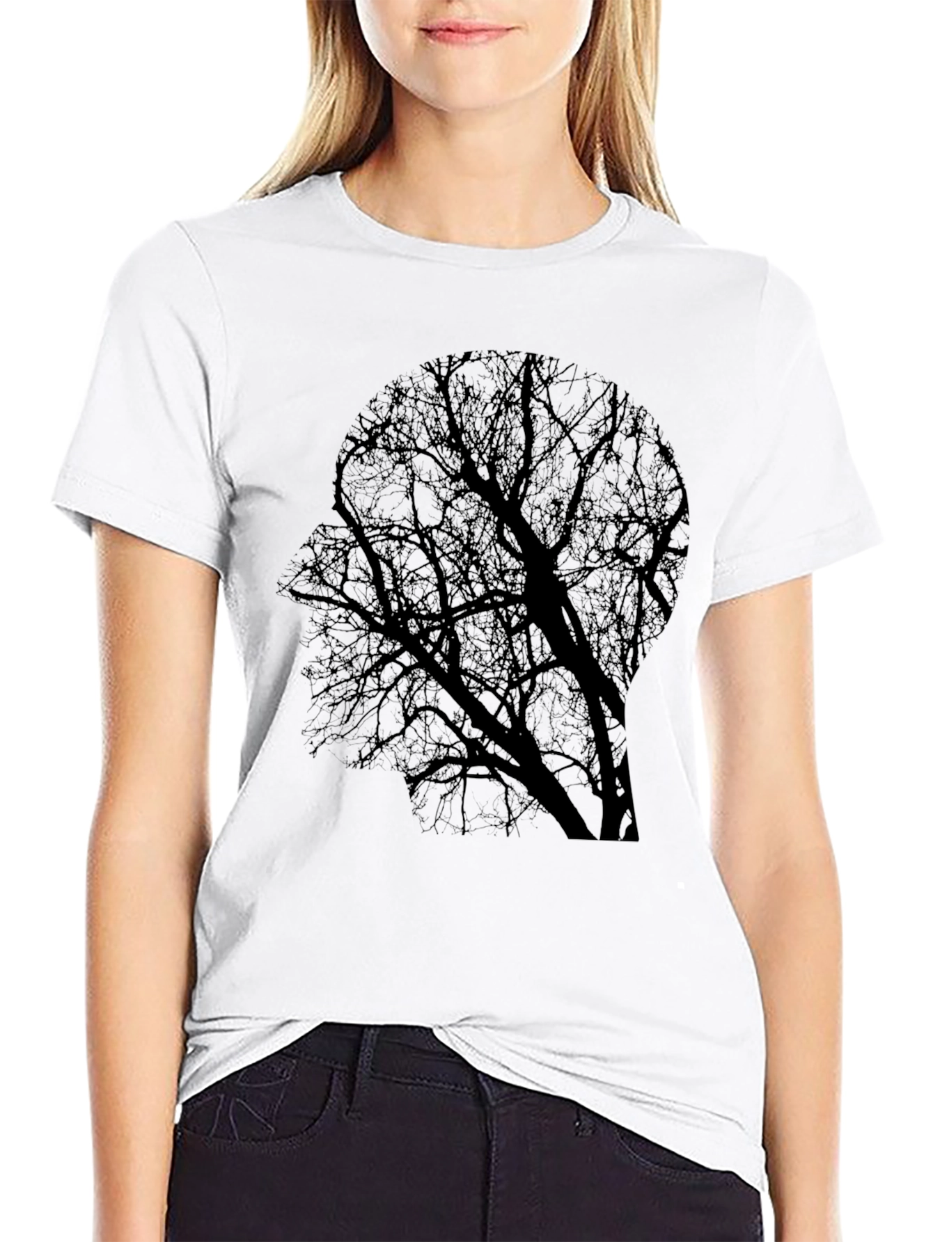 Silhouette Tree Graphic Tee - Black Cotton Blend