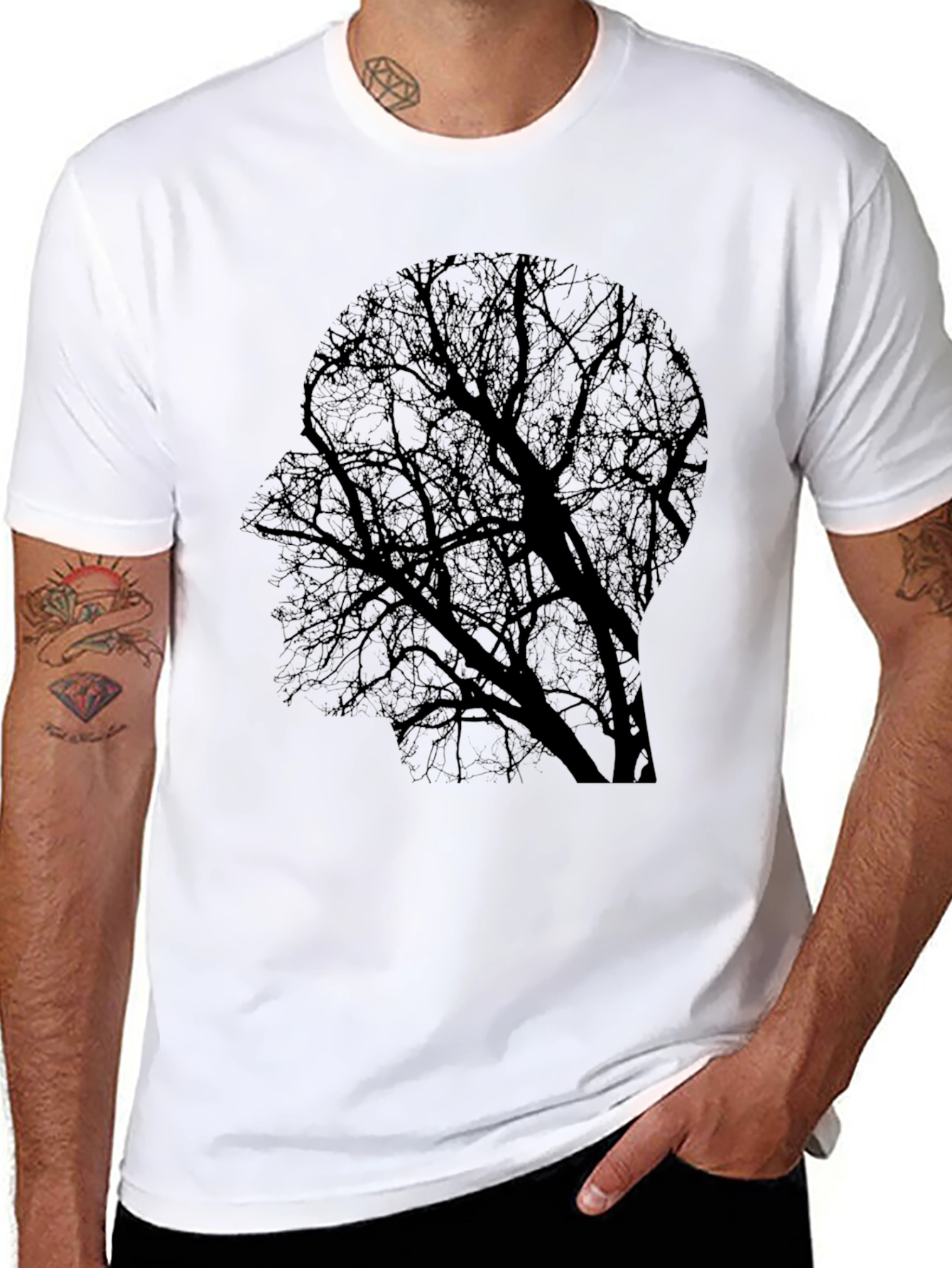 Silhouette Tree Graphic Tee - Black Cotton Blend