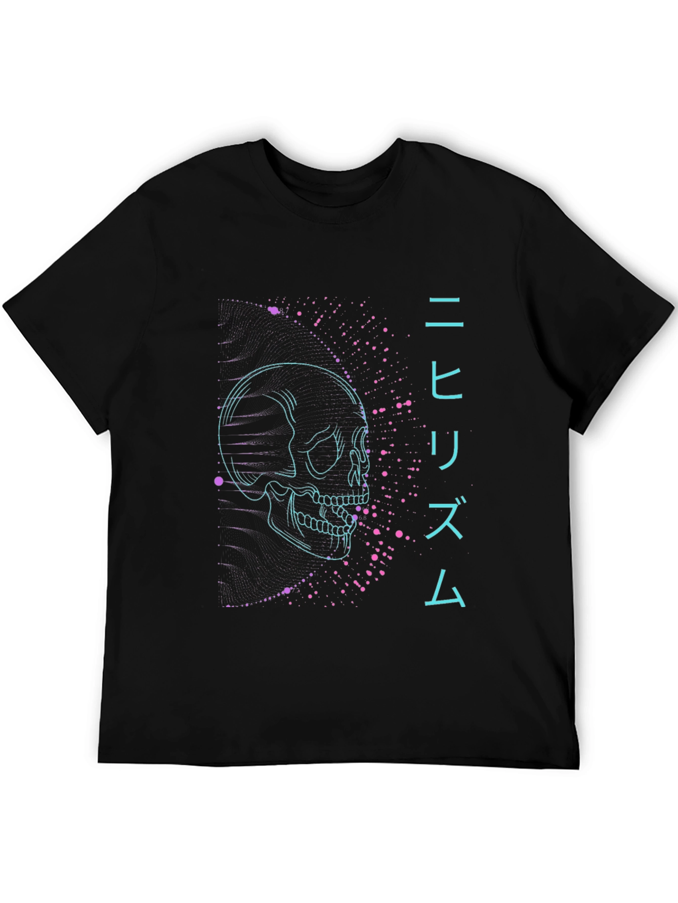 Neon Skull Nihilism Graphic Tee - Black