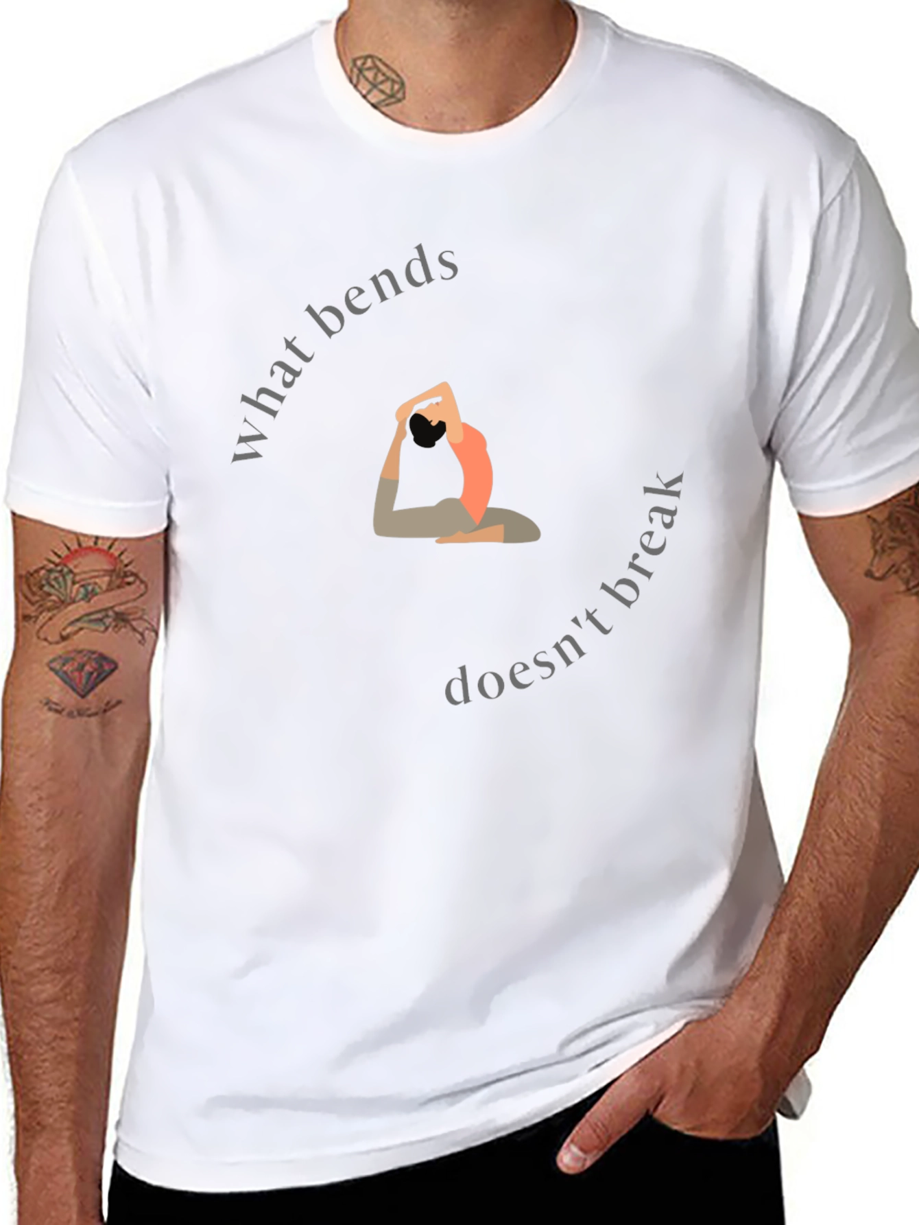 Yoga Pose T-Shirt - What Bends Doesnt Break