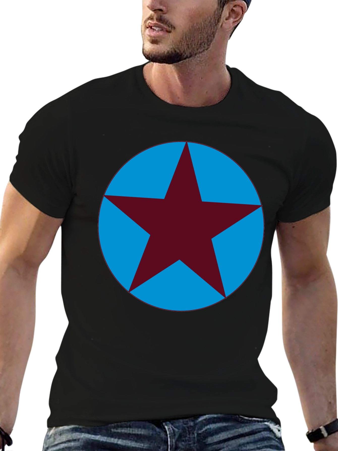 Star Circle Graphic Tee - Casual Cotton T-Shirt