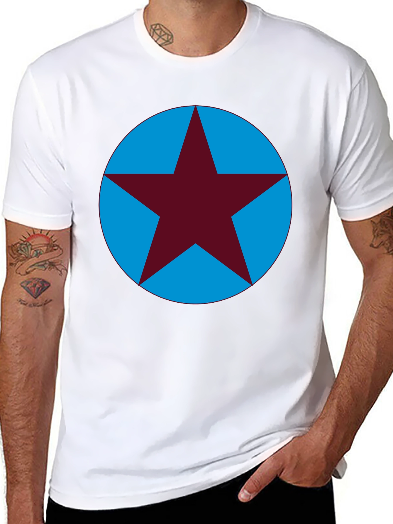 Star Circle Graphic Tee - Casual Cotton T-Shirt